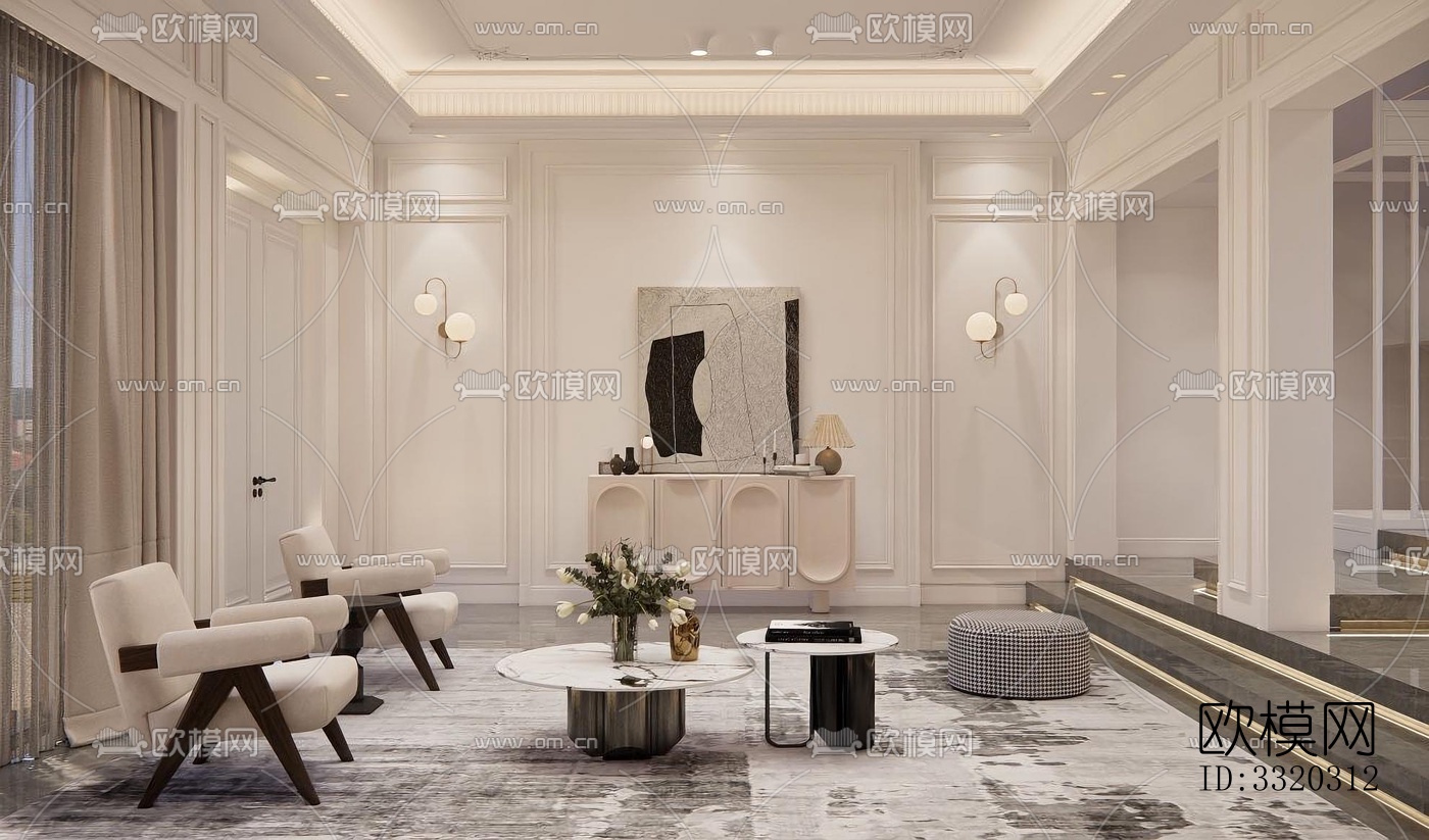 现代客厅效果图下载（渲染图3）