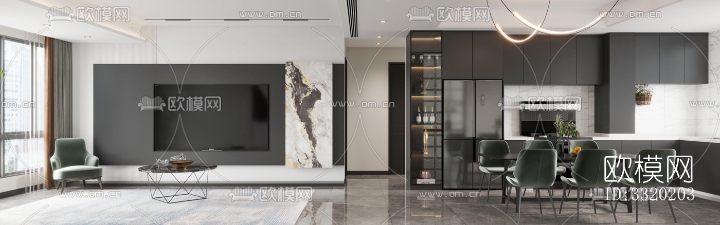 现代客厅效果图下载（渲染图3）