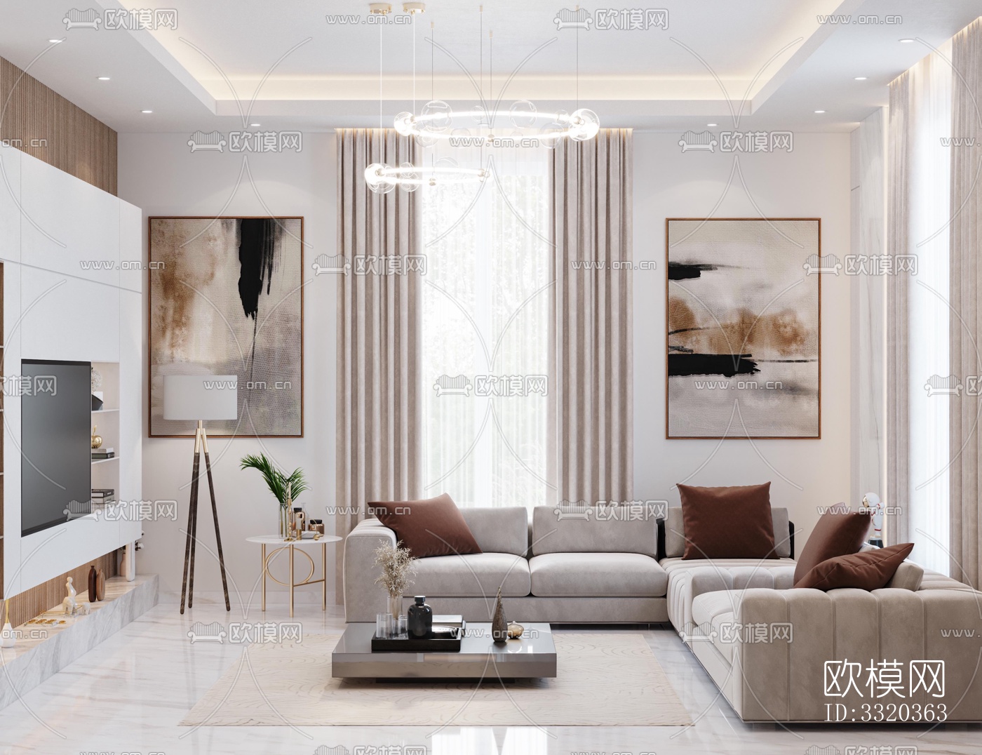 现代客厅效果图下载（渲染图1）