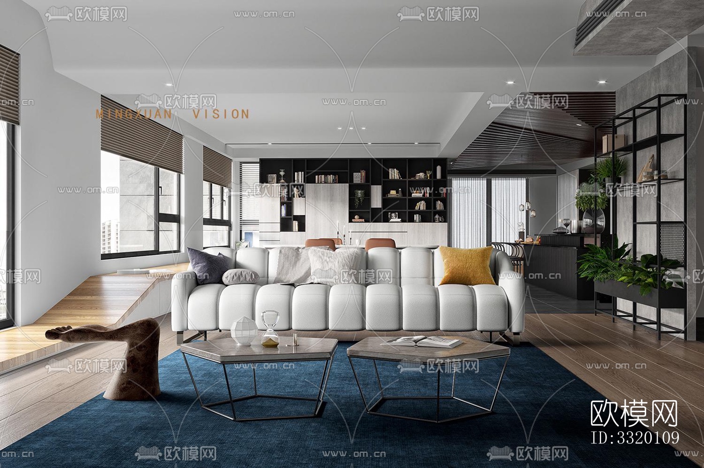 现代客厅效果图下载（渲染图2）