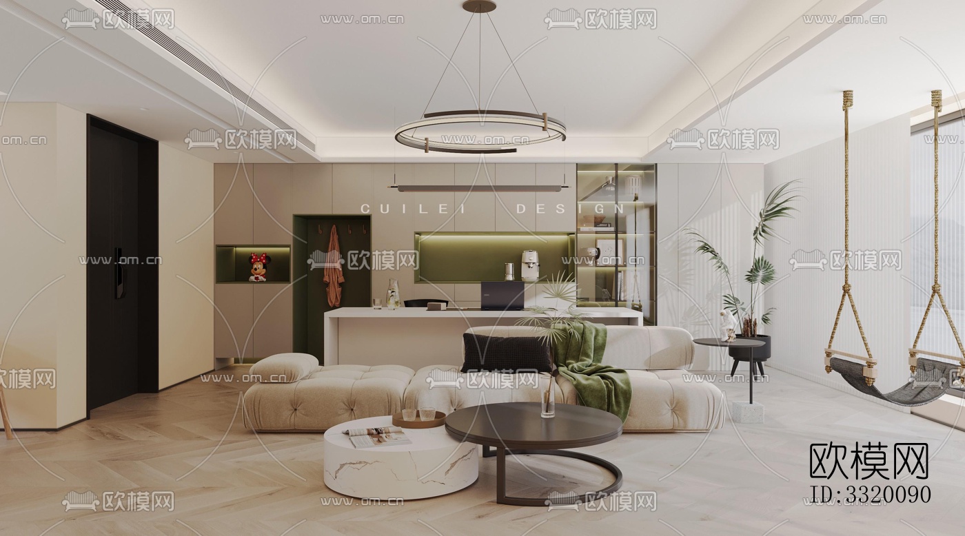 现代客厅效果图下载（渲染图5）