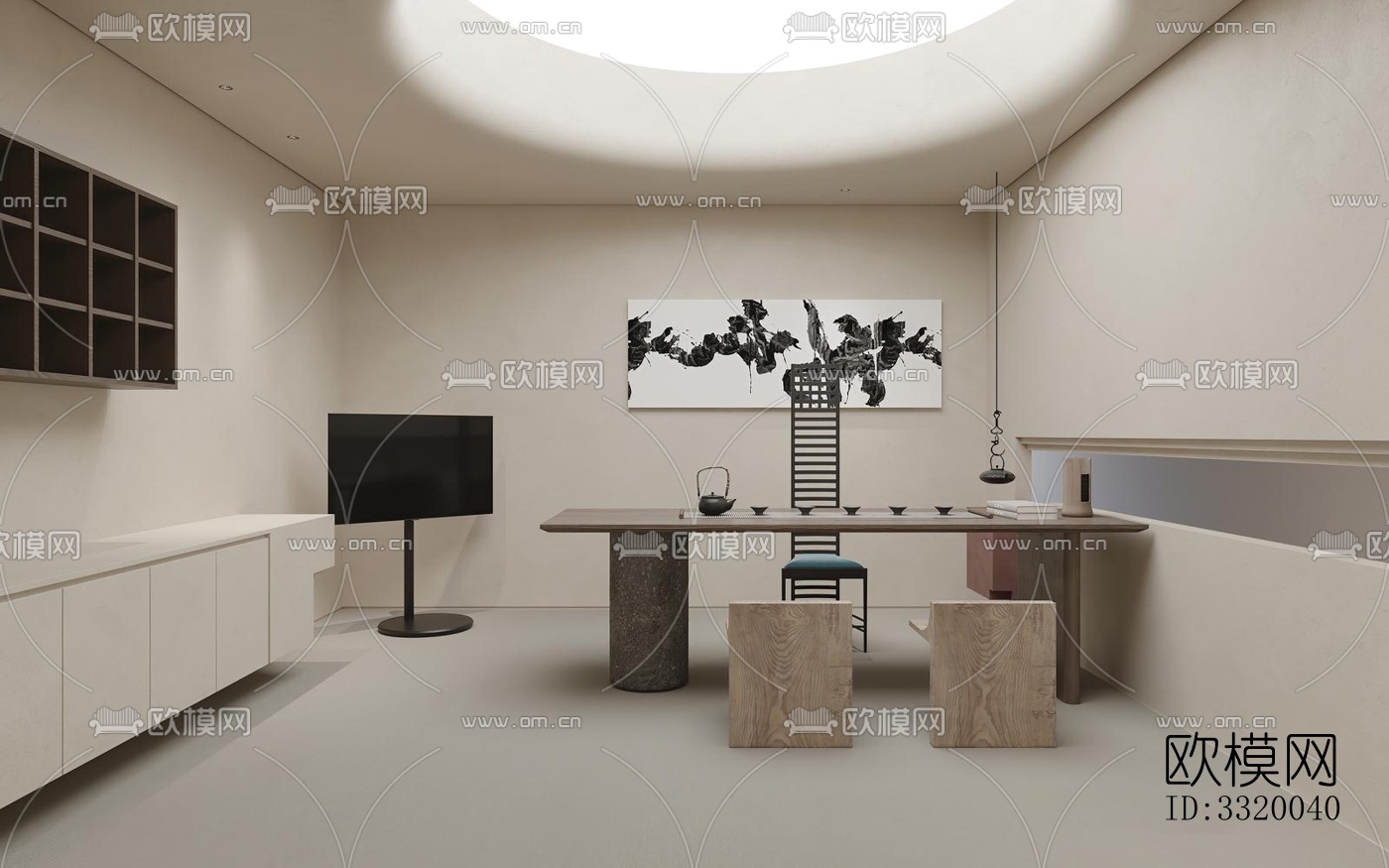 侘寂展览展厅效果图下载（渲染图5）