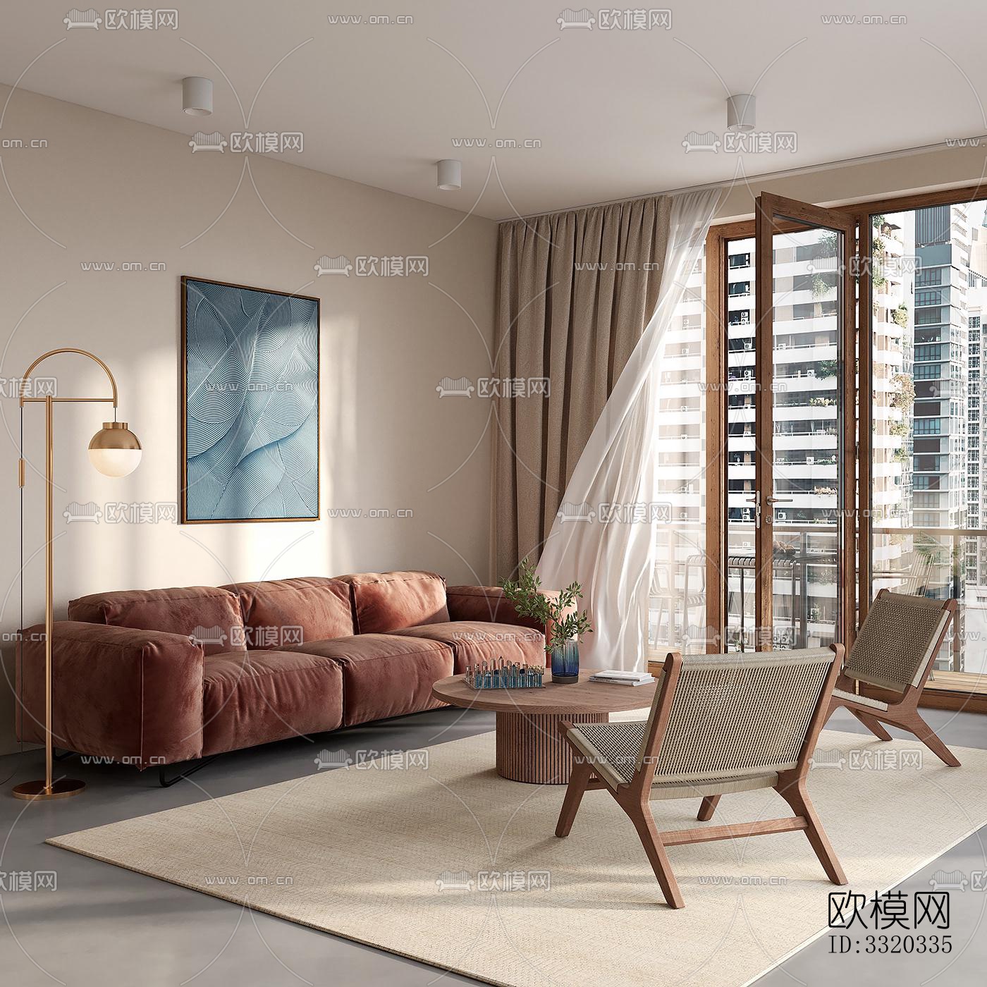 现代客厅效果图下载（渲染图2）