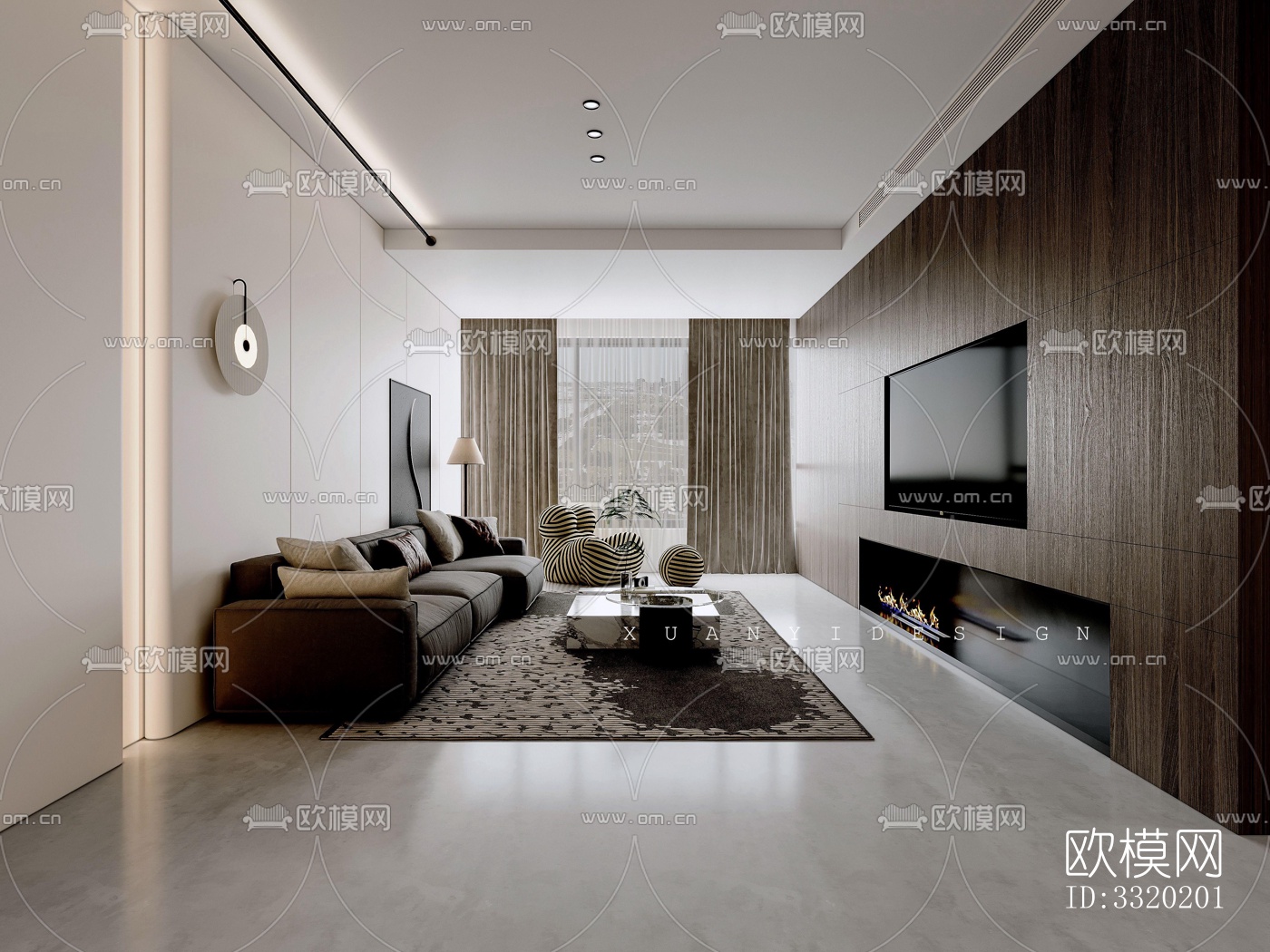 现代客厅效果图下载（渲染图2）