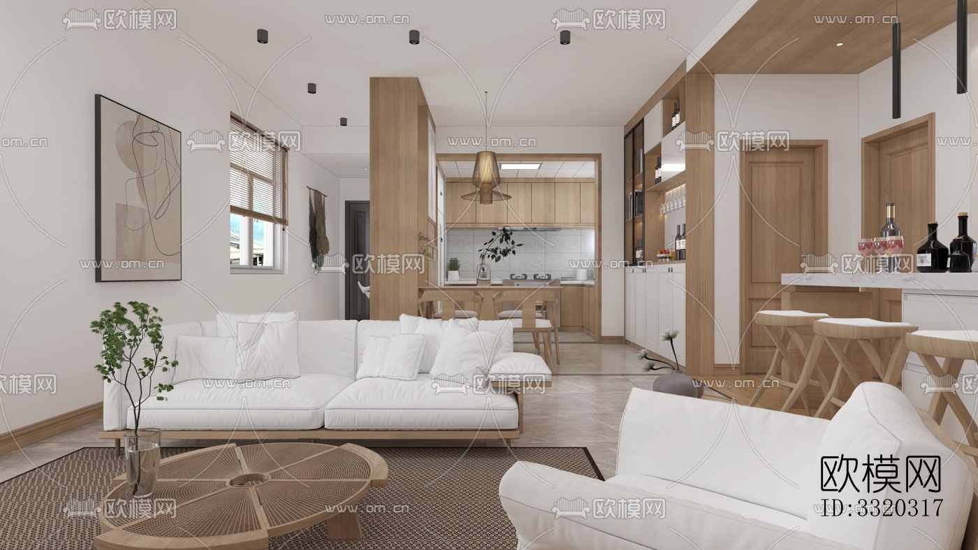 现代客厅效果图下载（渲染图4）