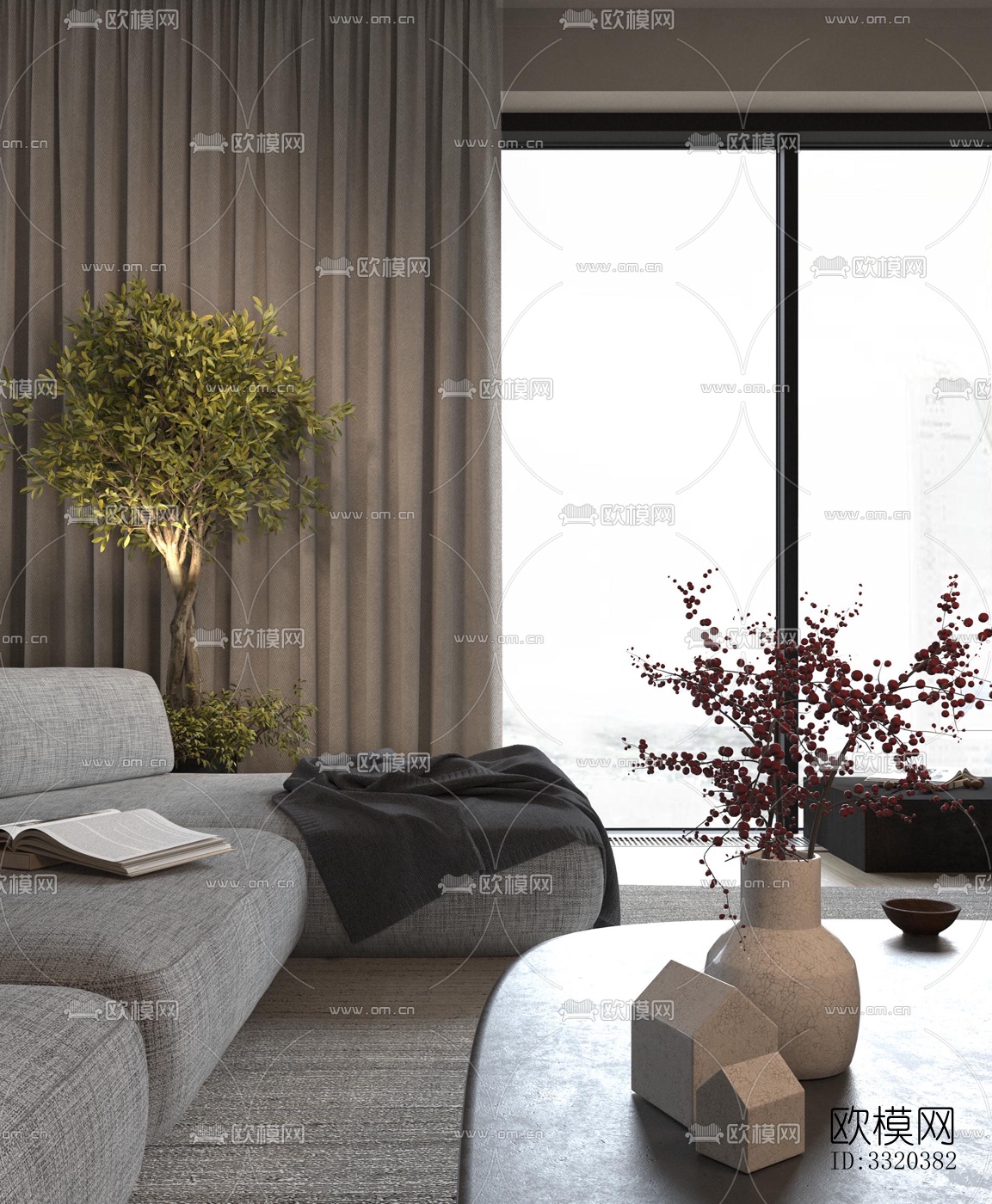 现代客厅效果图下载（渲染图7）