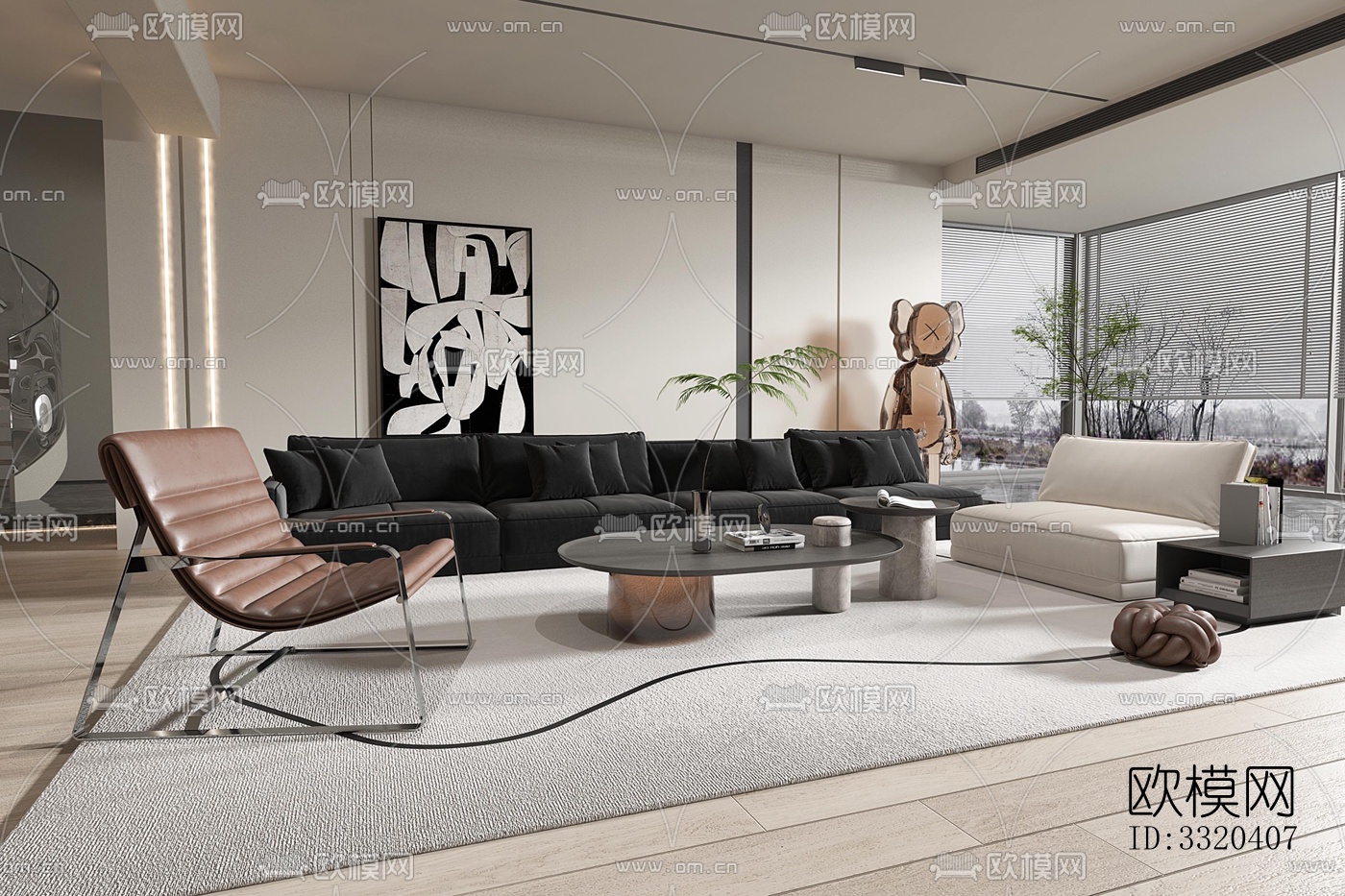 现代客厅效果图下载（渲染图3）