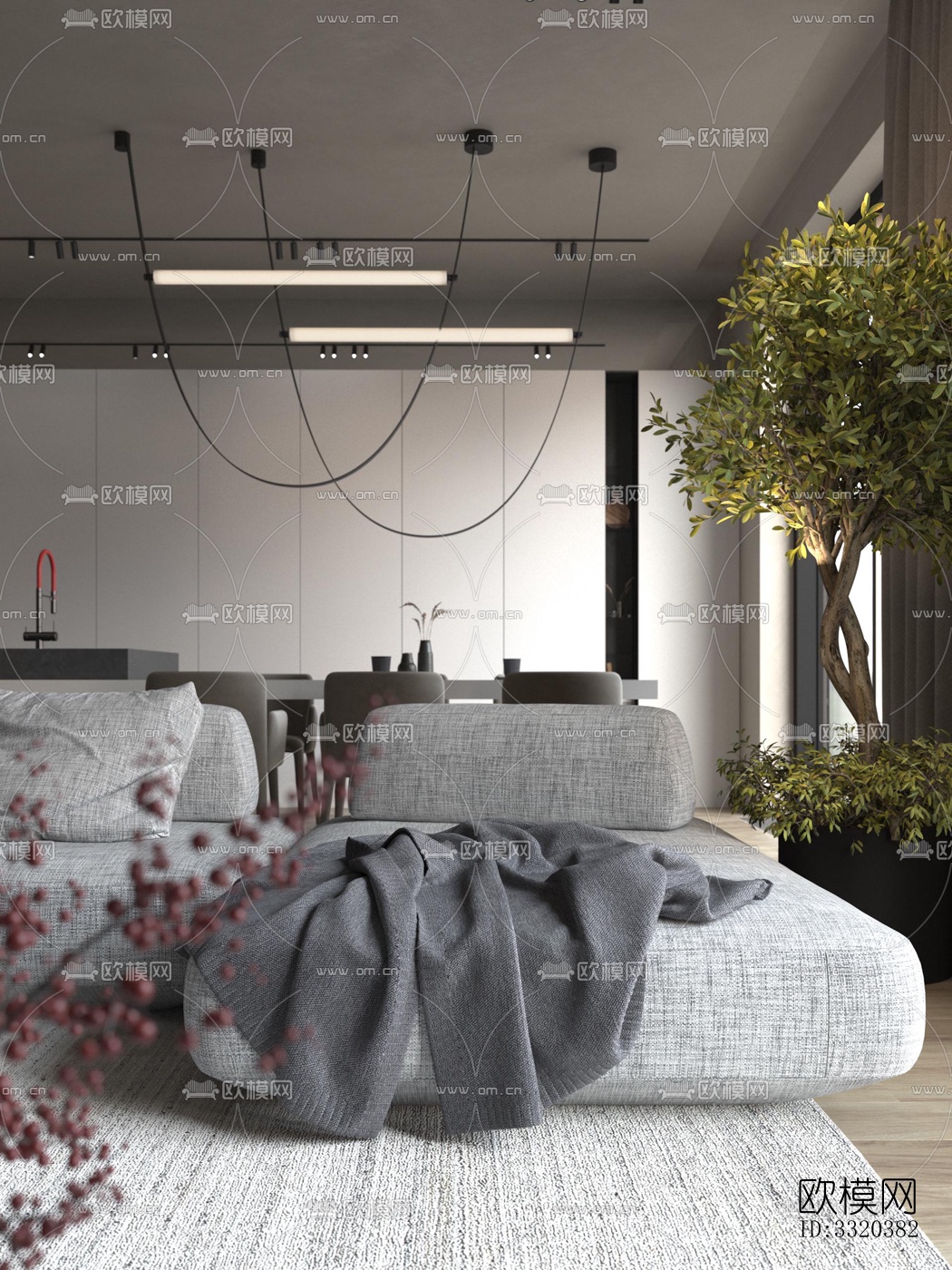 现代客厅效果图下载（渲染图3）