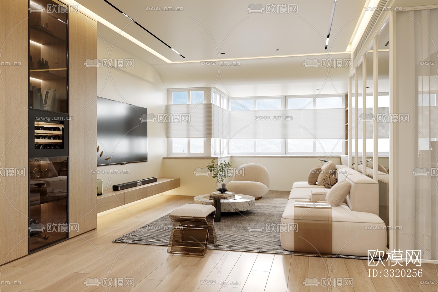 现代客厅效果图下载（渲染图3）
