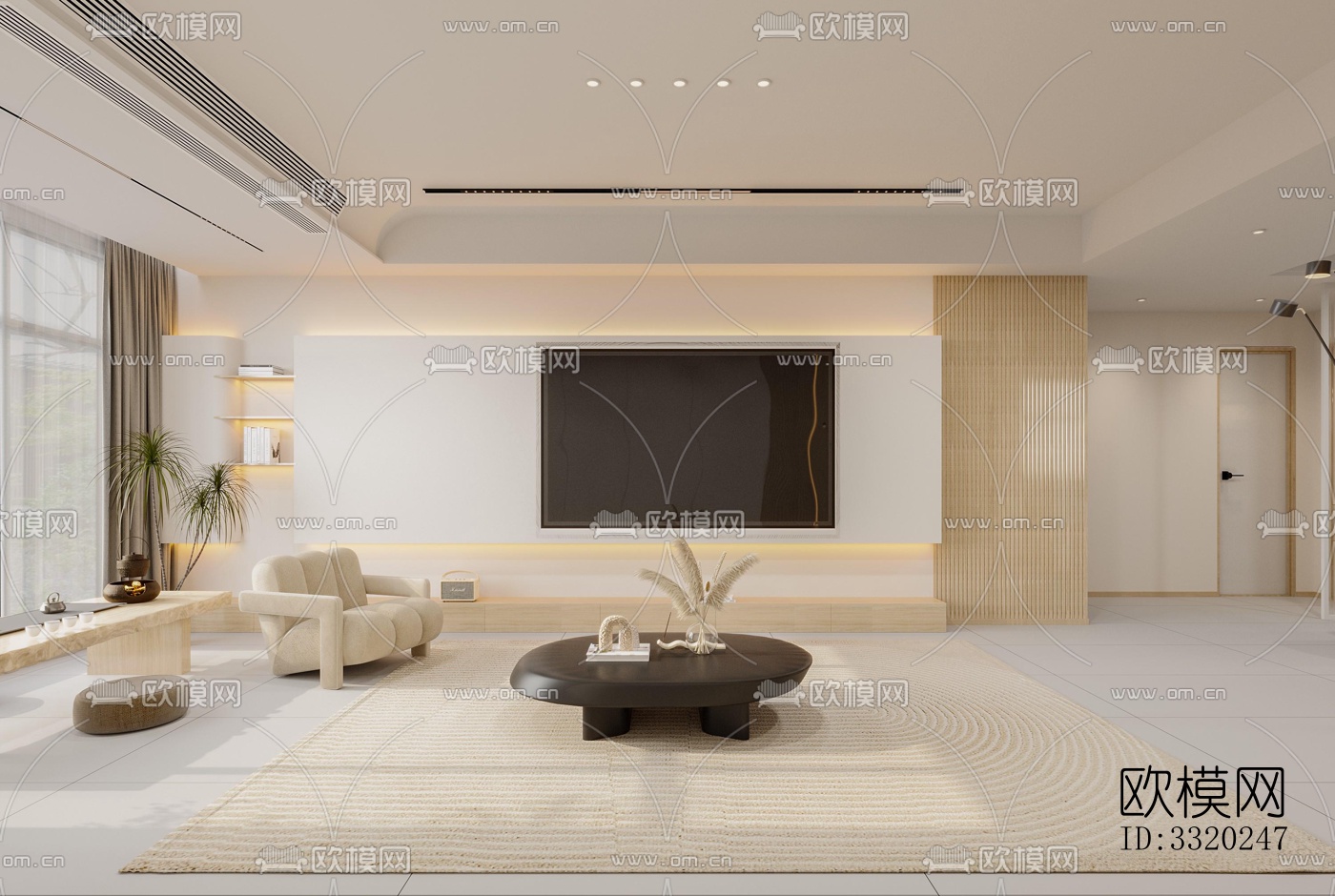 现代客厅效果图下载（渲染图2）