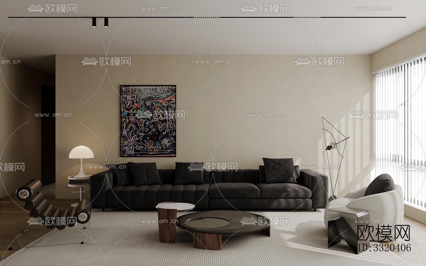 现代客厅效果图下载（渲染图1）