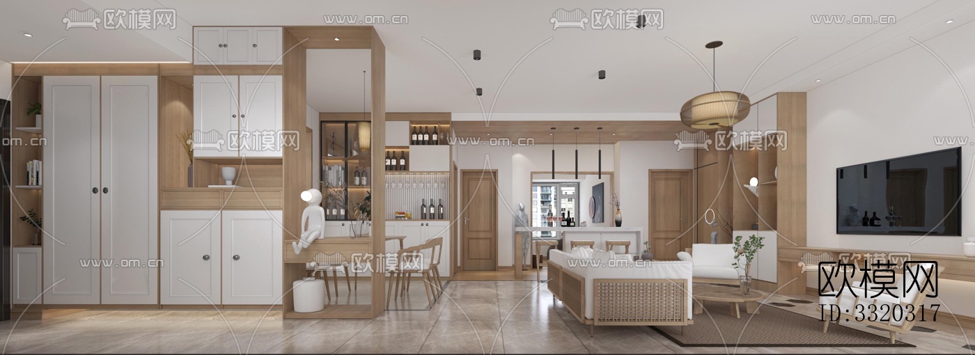 现代客厅效果图下载（渲染图5）