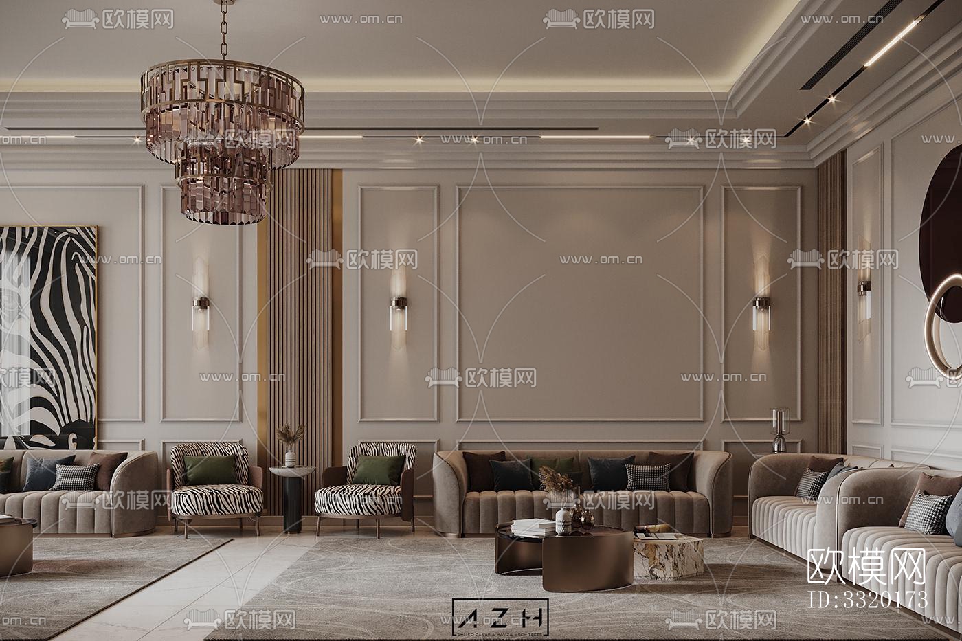 现代客厅效果图下载（渲染图3）