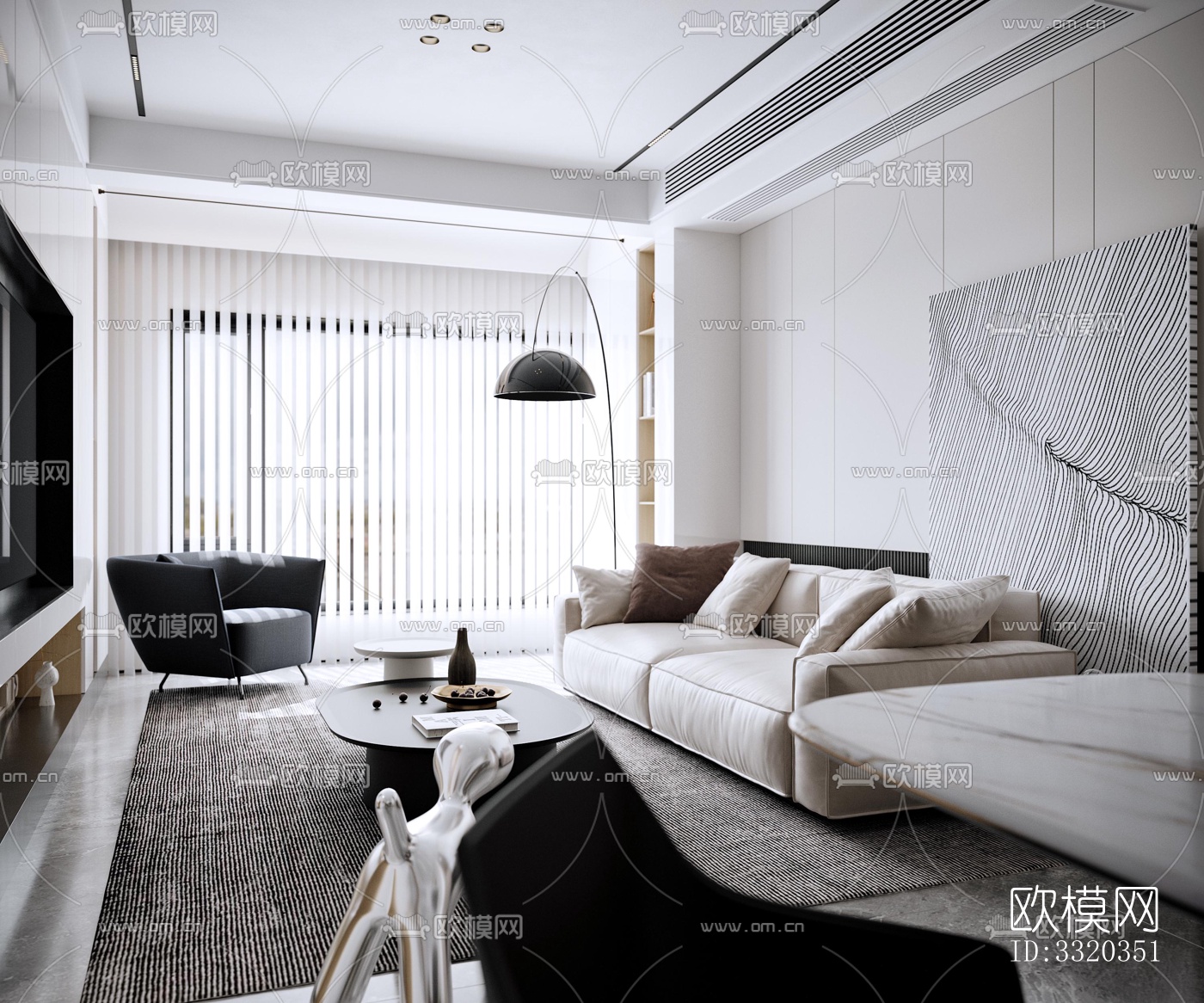 现代客厅效果图下载（渲染图2）