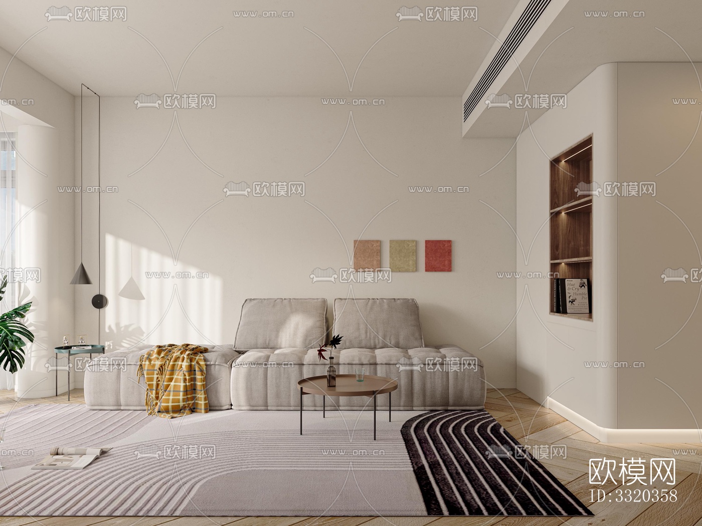 现代客厅效果图下载（渲染图2）