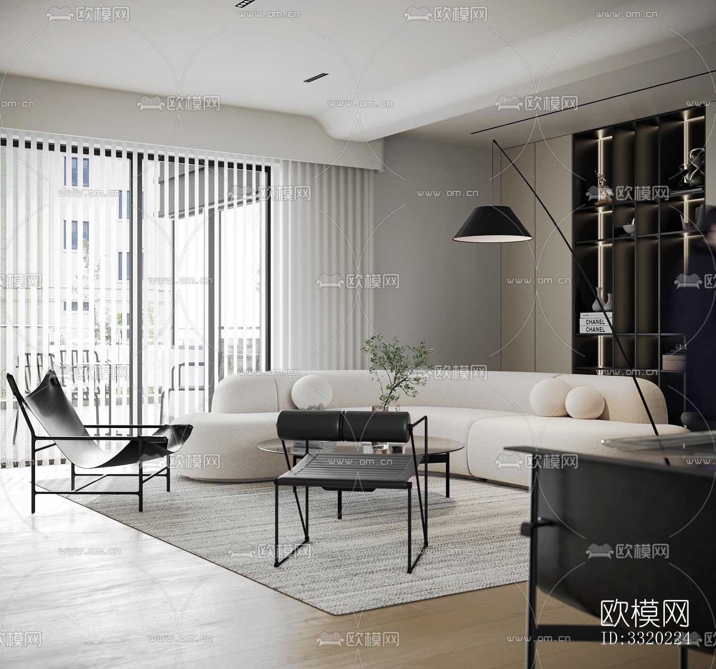 现代客厅效果图下载（渲染图4）