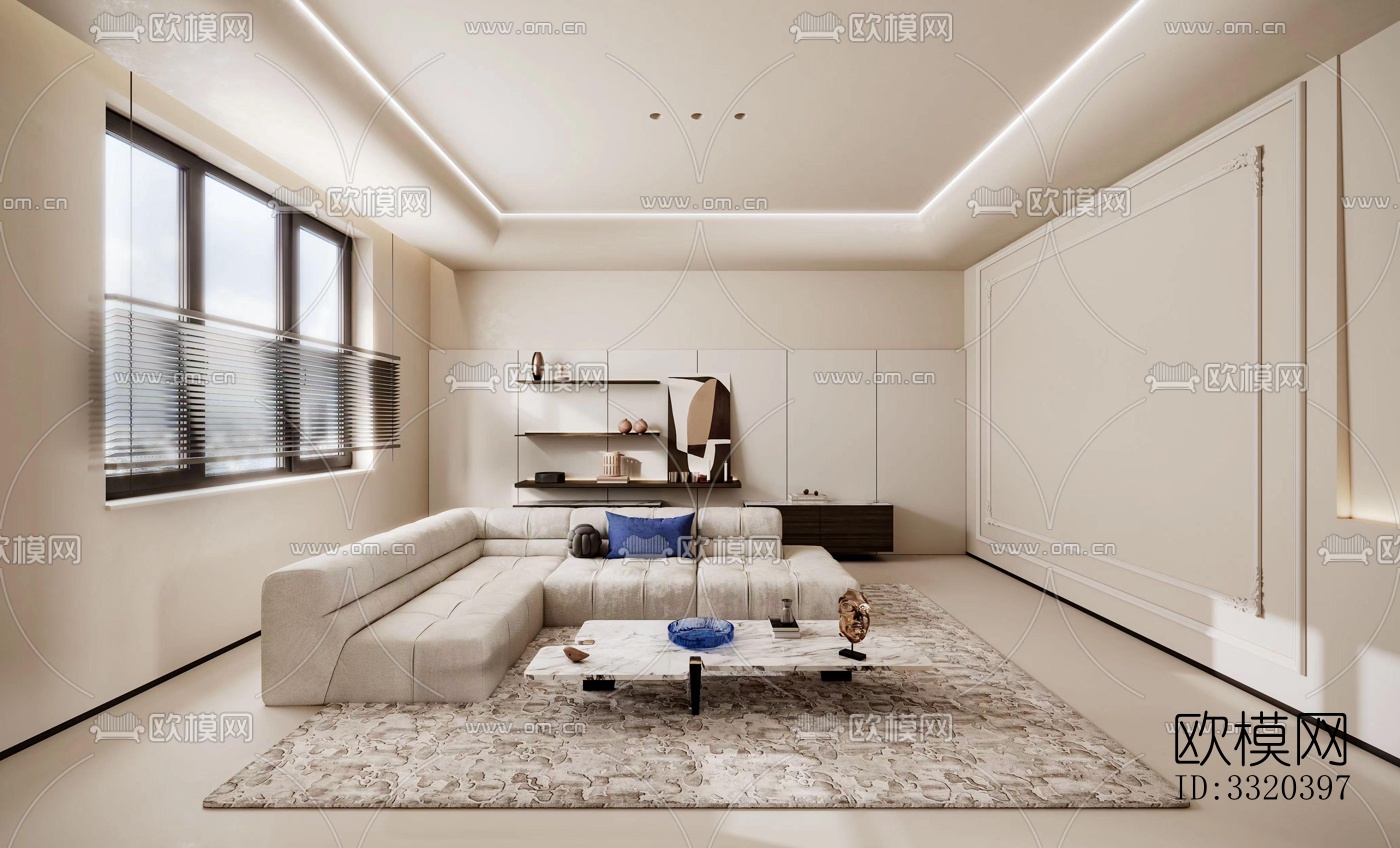 现代客厅效果图下载（渲染图3）