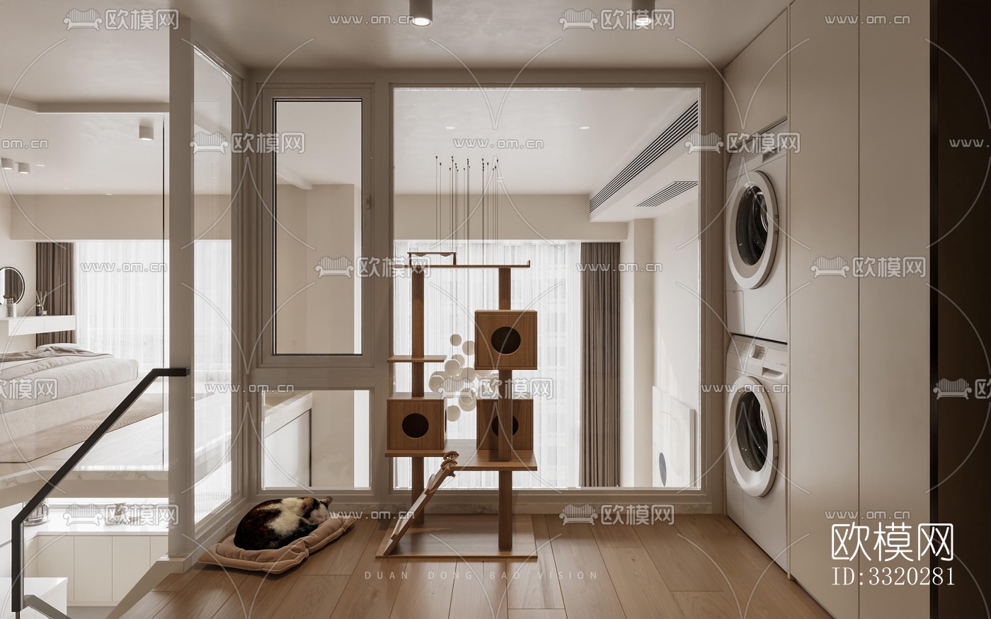 现代客厅效果图下载（渲染图4）