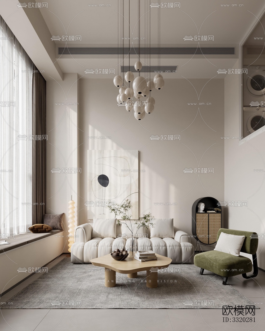 现代客厅效果图下载（渲染图3）