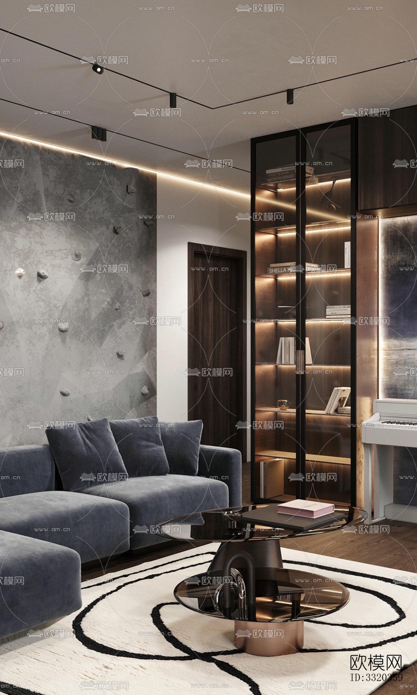 现代客厅效果图下载（渲染图3）