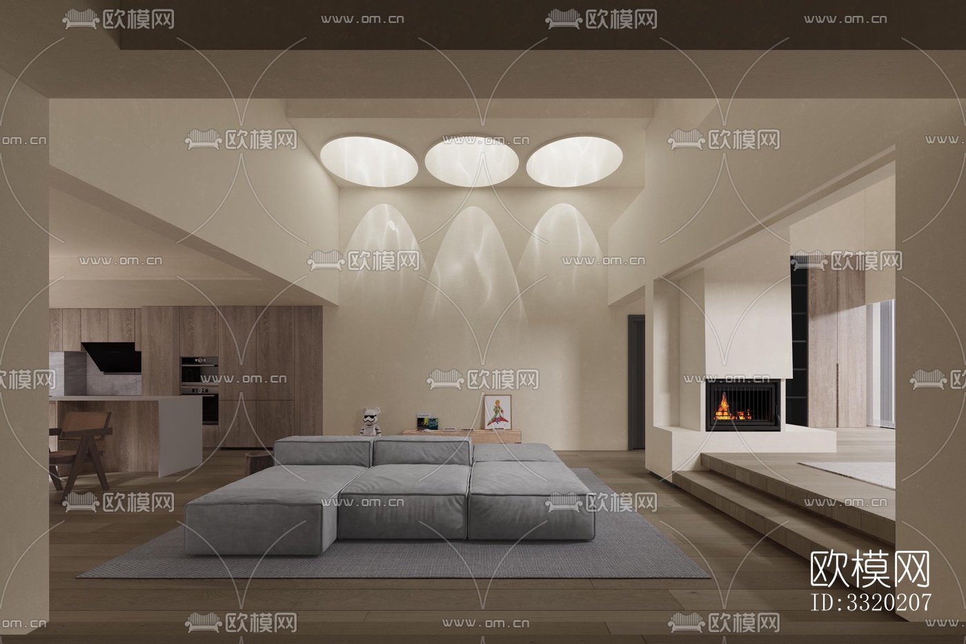 现代客厅效果图下载（渲染图2）