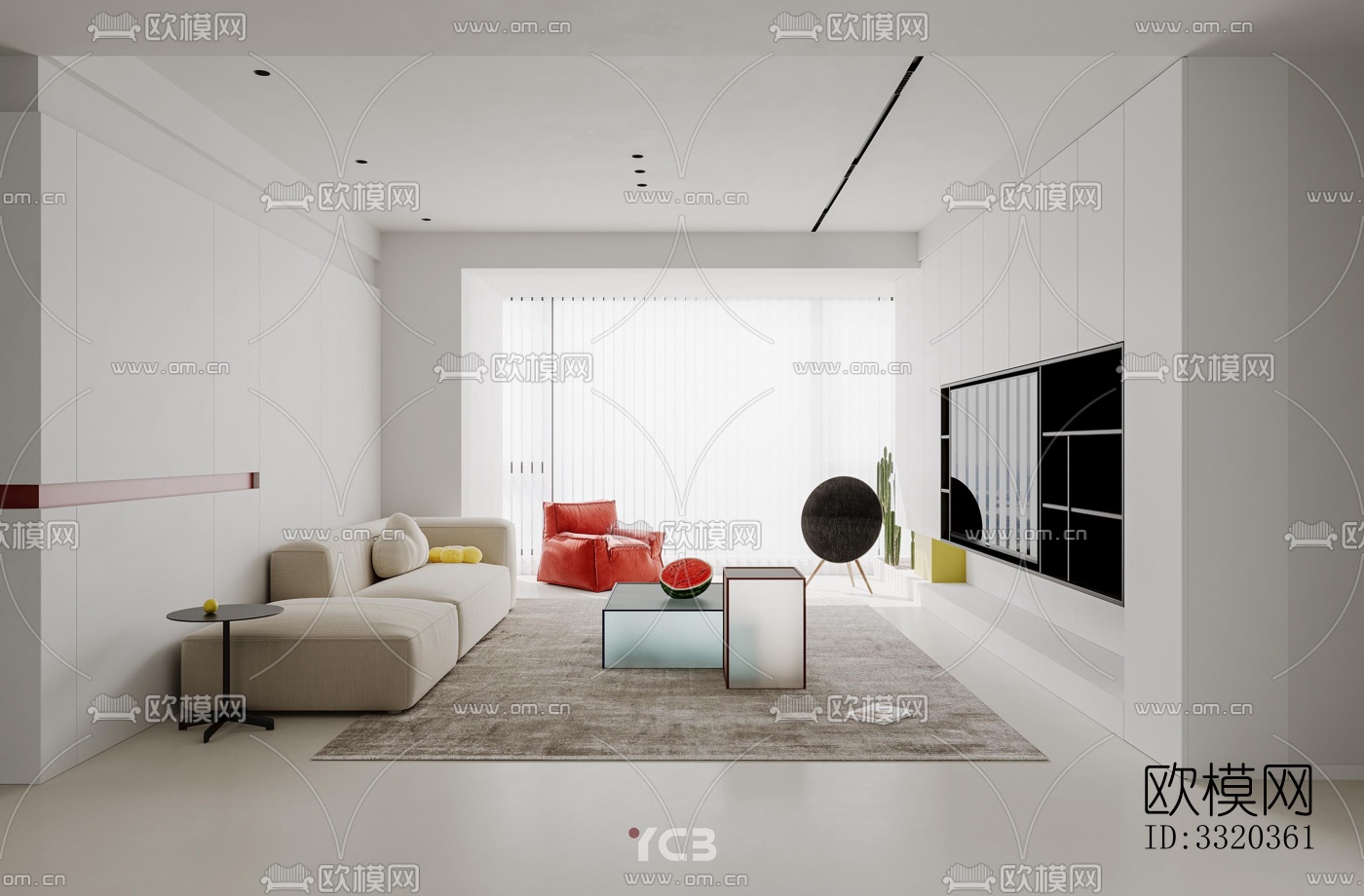 现代客厅效果图下载（渲染图3）