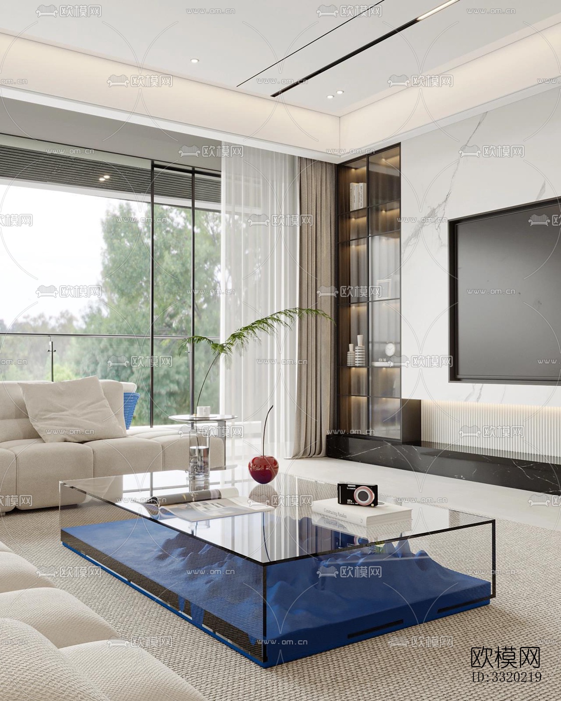 现代客厅效果图下载（渲染图5）