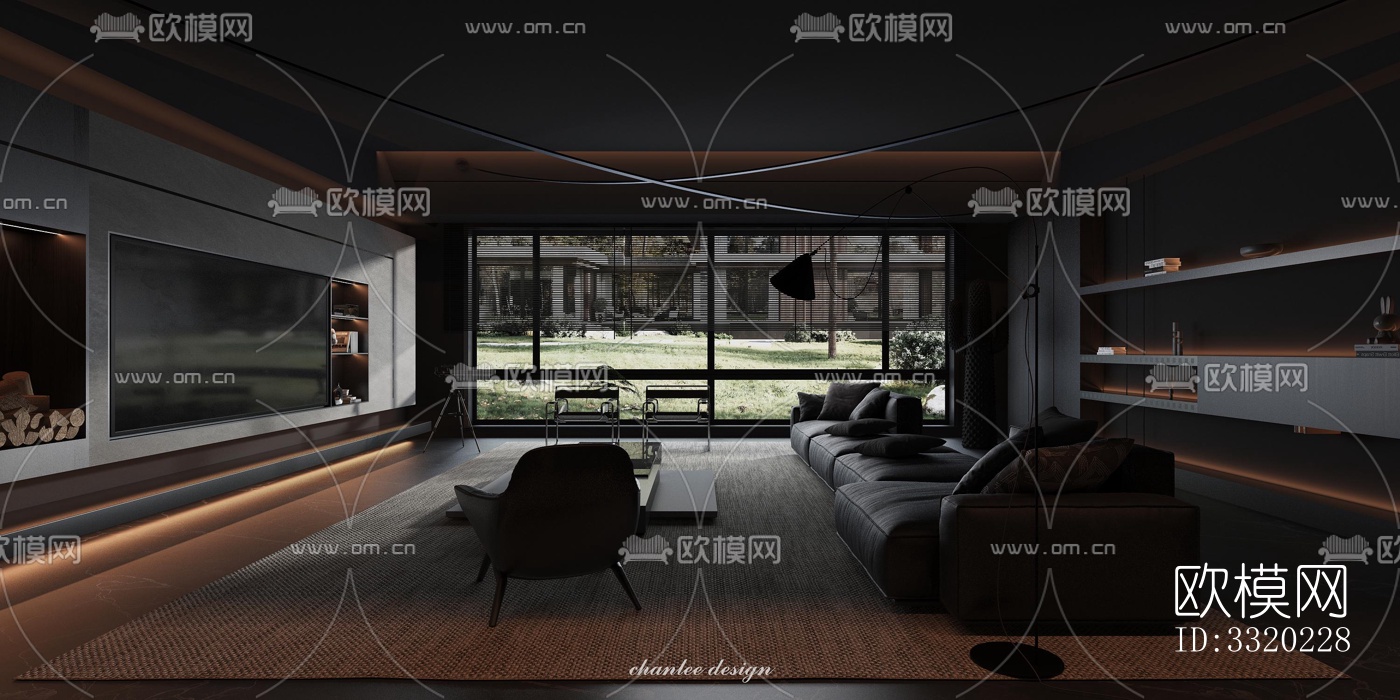 现代客厅效果图下载（渲染图5）