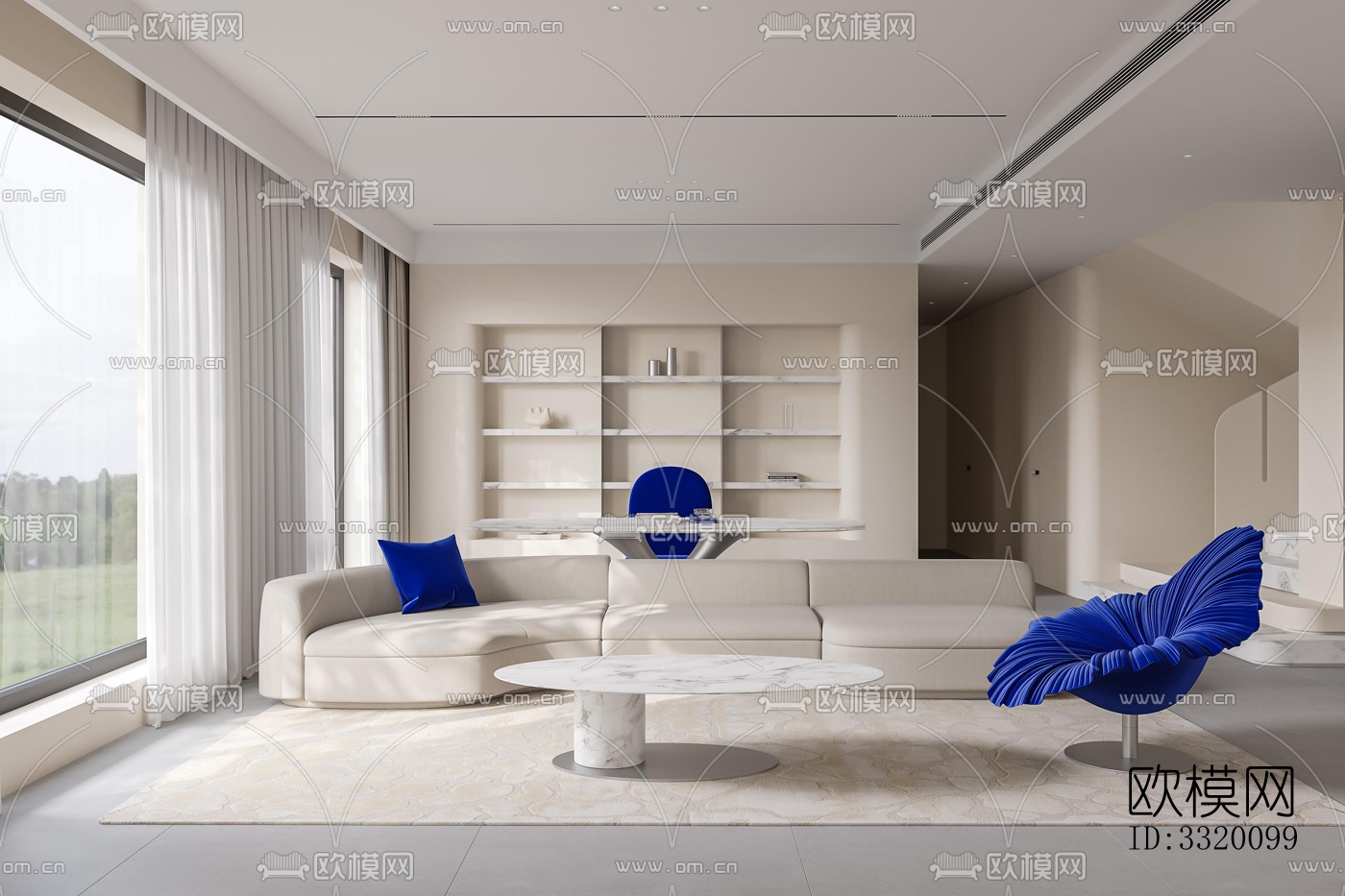 现代客厅效果图下载（渲染图5）