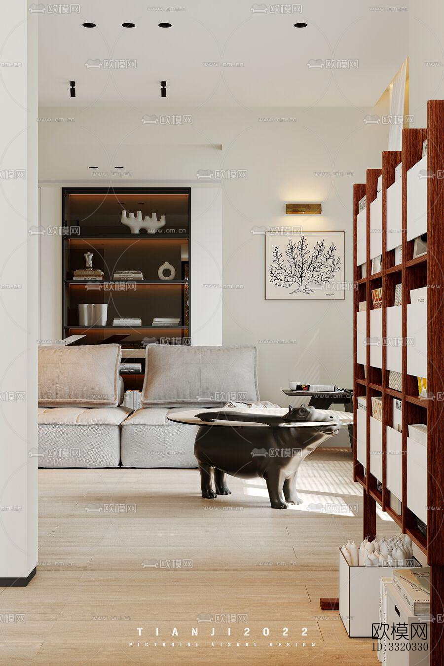 现代客厅效果图下载（渲染图5）