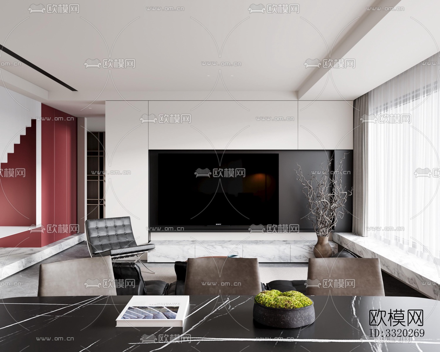 现代客厅效果图下载（渲染图5）