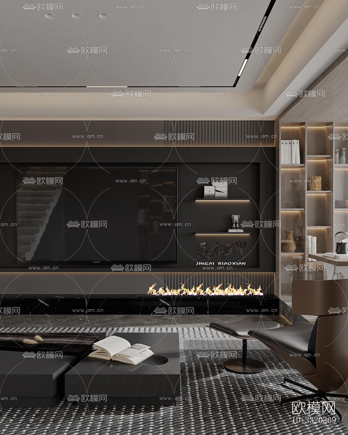 现代客厅效果图下载（渲染图3）