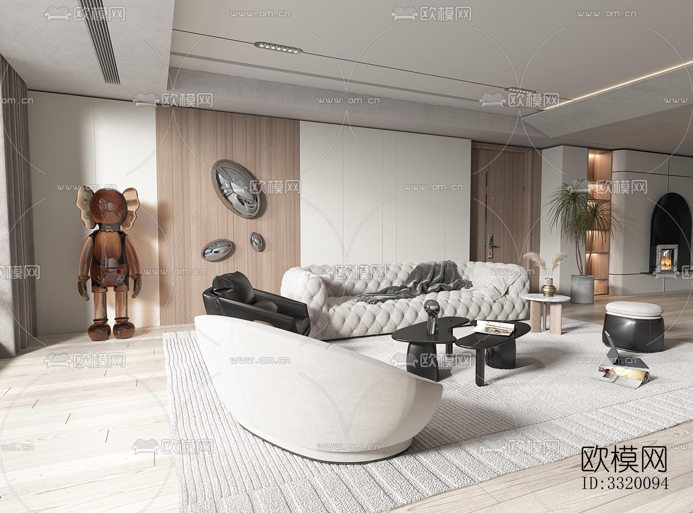 现代客厅效果图下载（渲染图3）