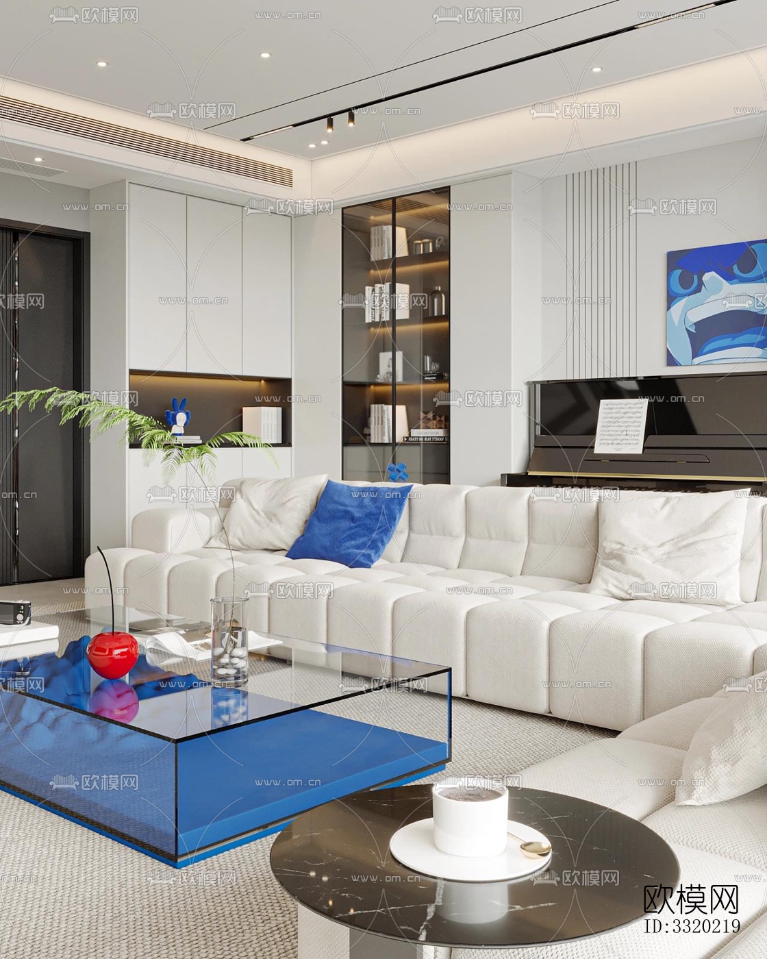 现代客厅效果图下载（渲染图4）