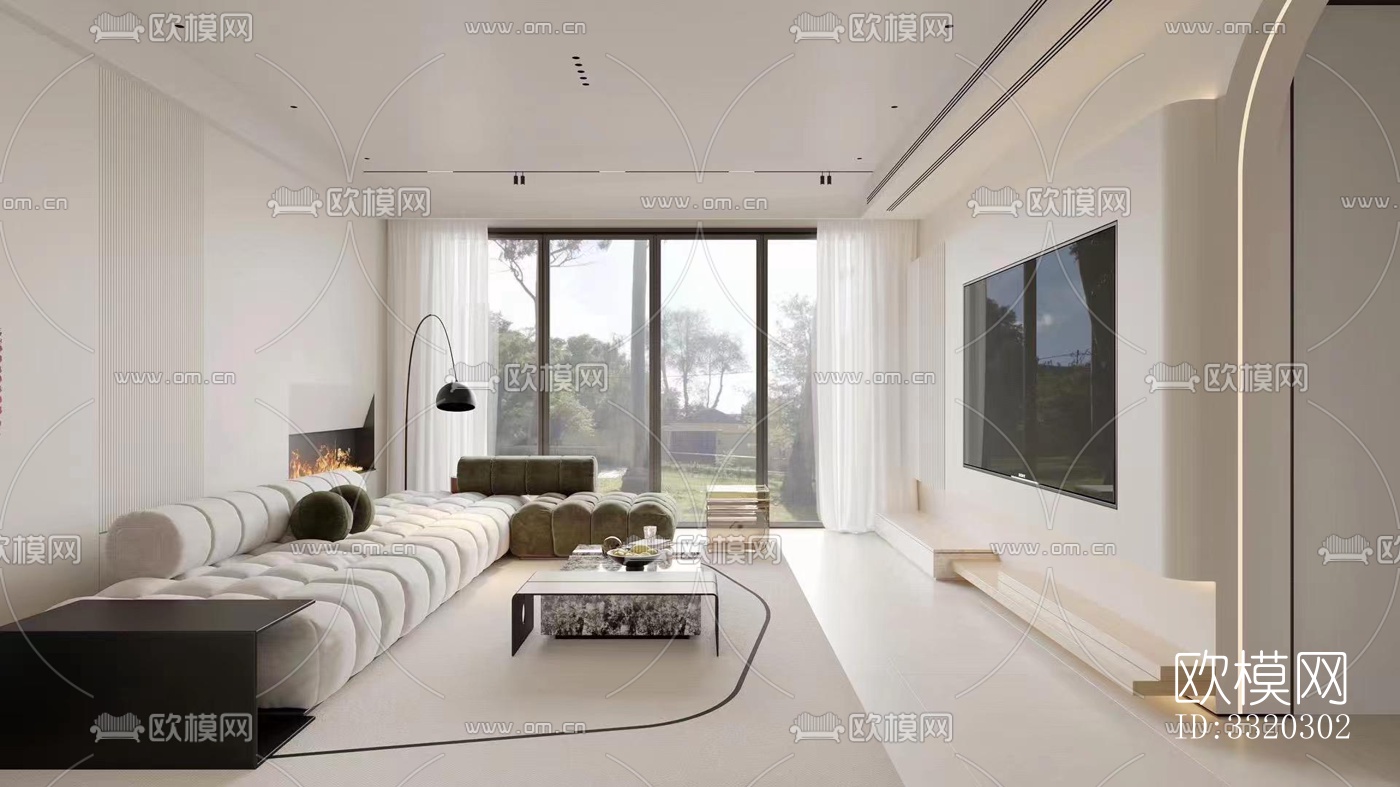 现代客厅效果图下载（渲染图4）