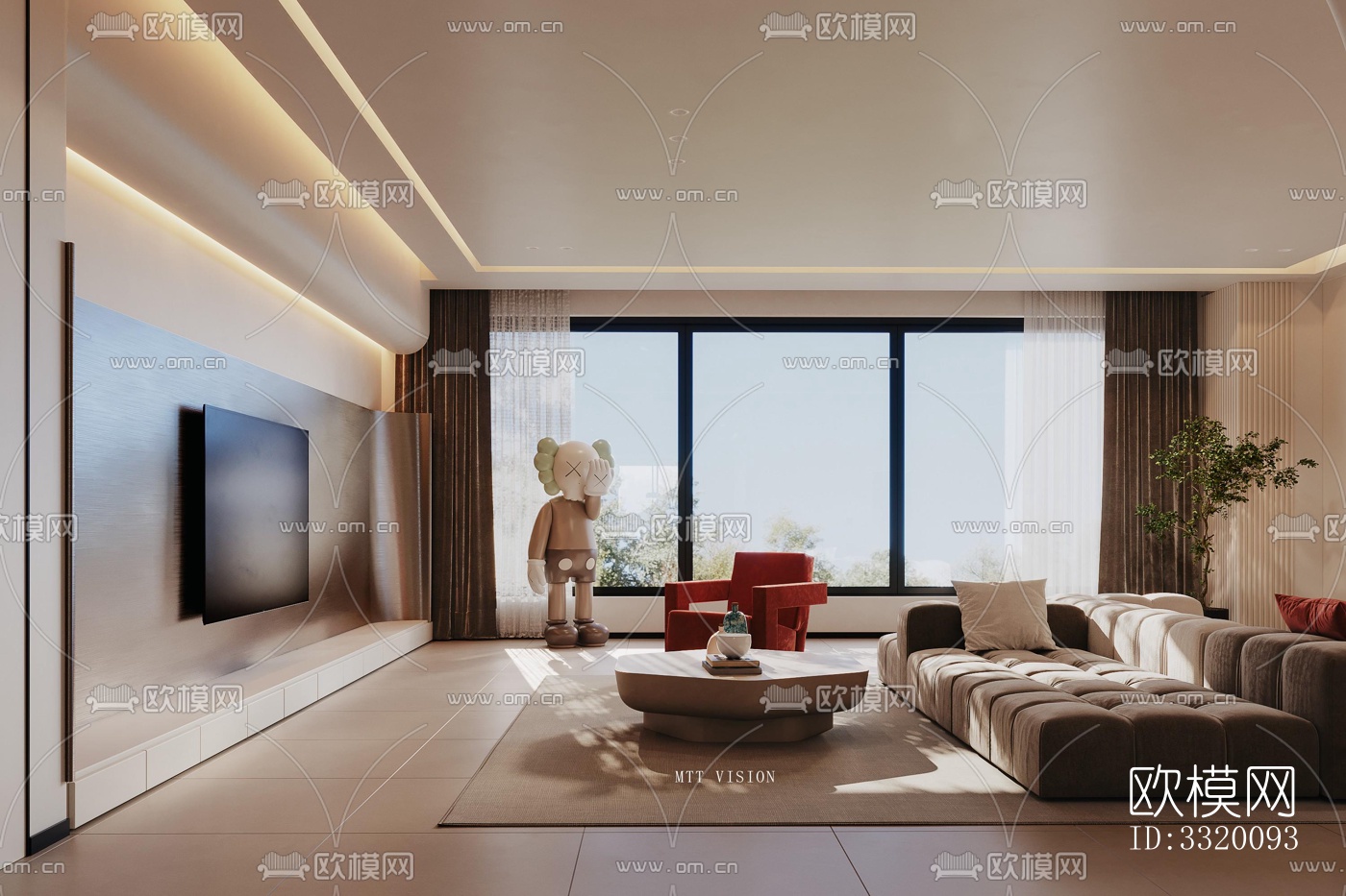 现代客厅效果图下载（渲染图7）