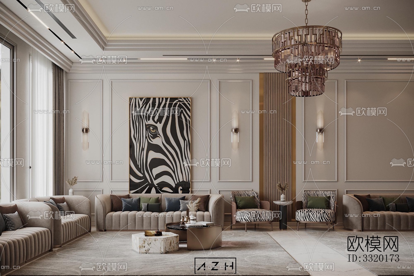 现代客厅效果图下载（渲染图1）