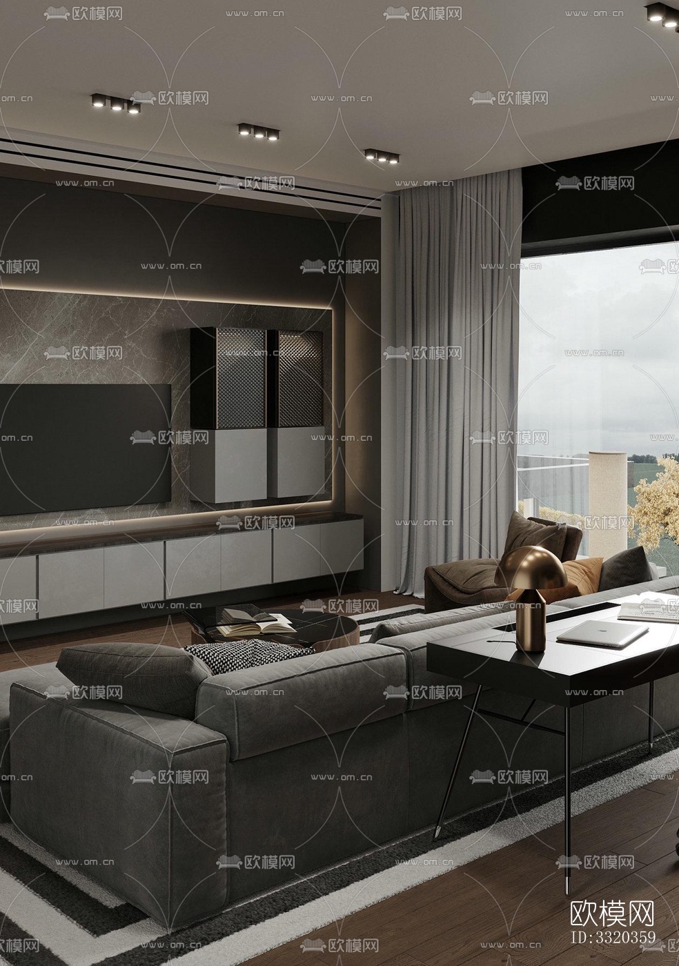 现代客厅效果图下载（渲染图6）