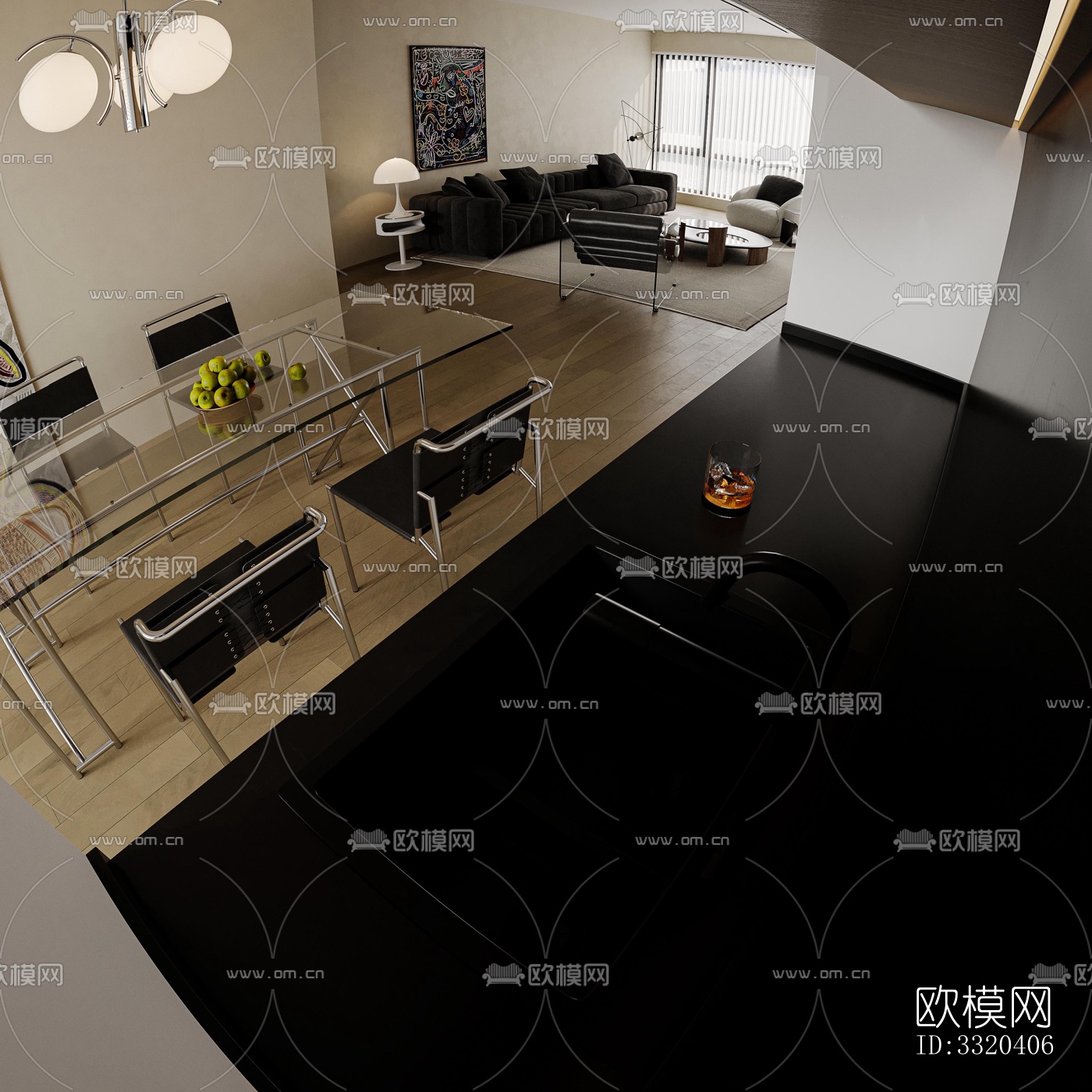 现代客厅效果图下载（渲染图8）