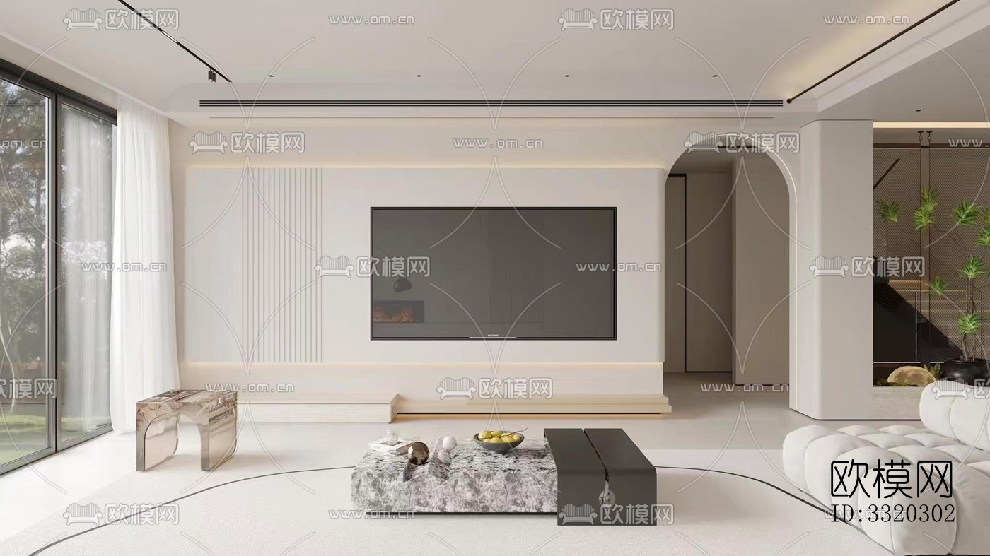 现代客厅效果图下载（渲染图3）