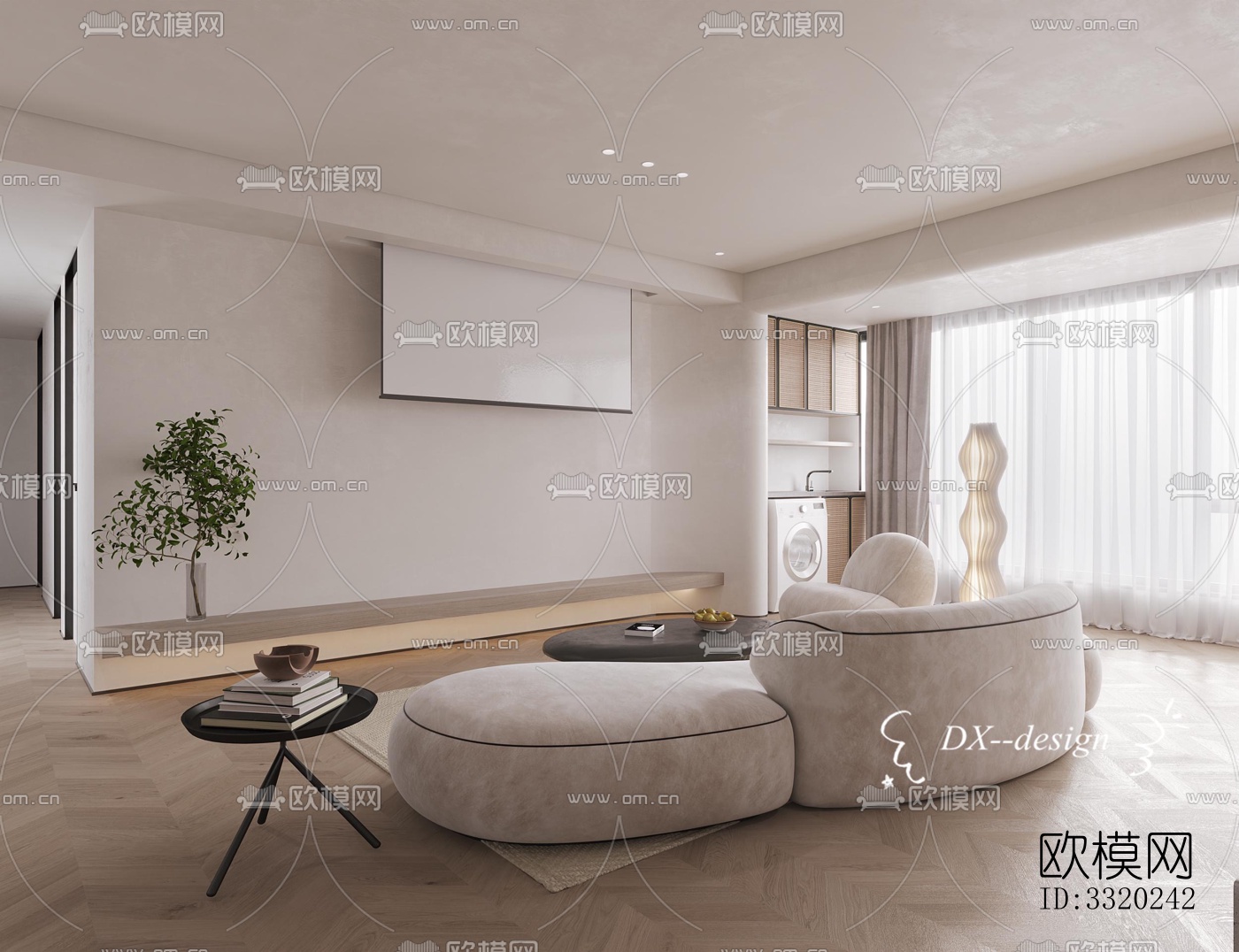 现代客厅效果图下载（渲染图4）