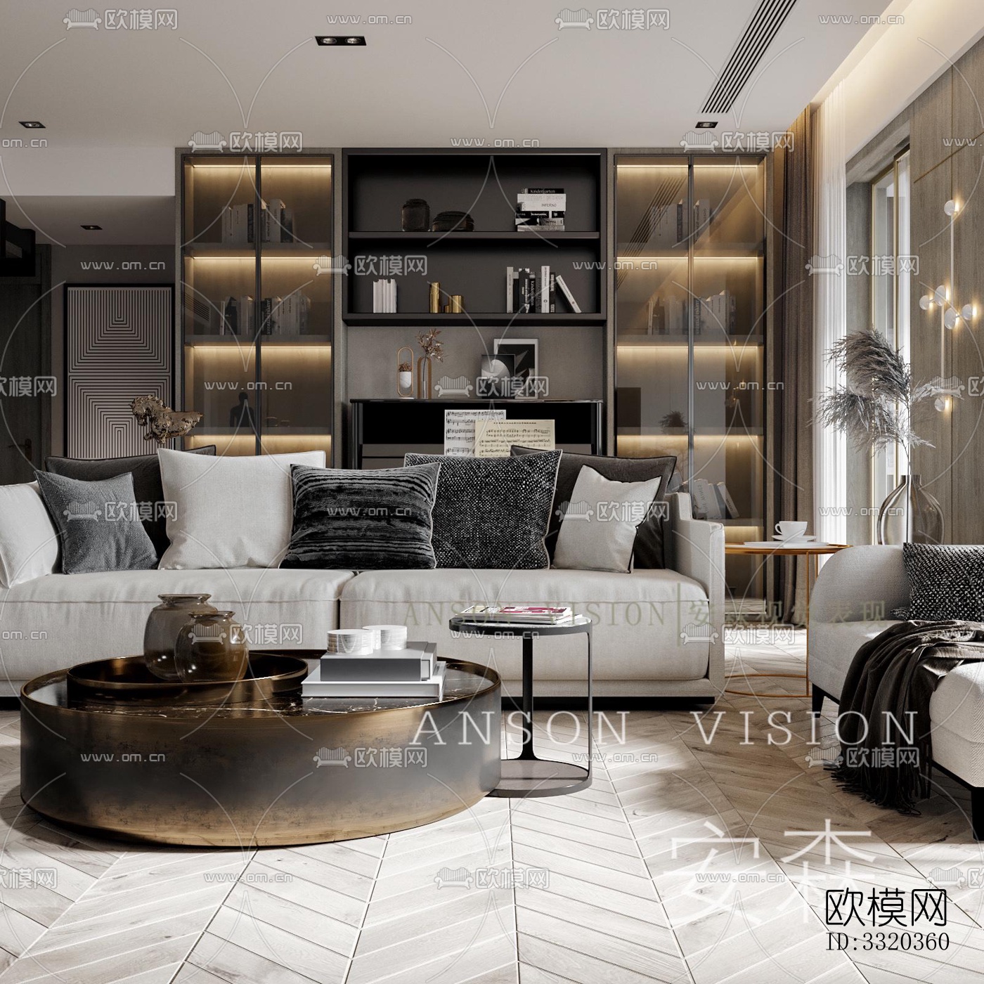 现代客厅效果图下载（渲染图3）
