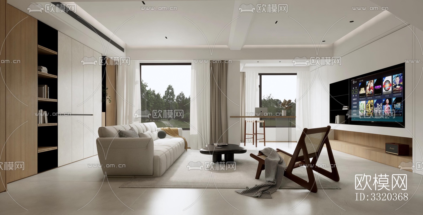 现代客厅效果图下载（渲染图1）