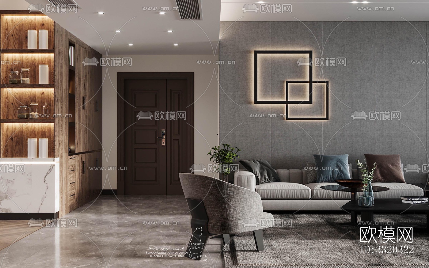 现代客厅效果图下载（渲染图6）