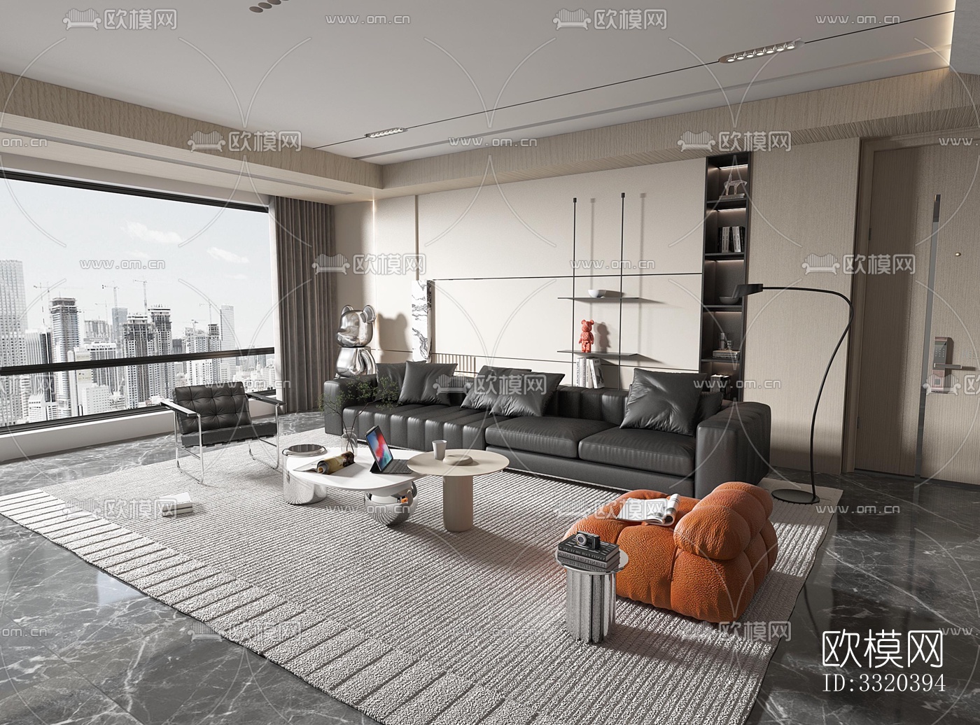 现代客厅效果图下载（渲染图3）