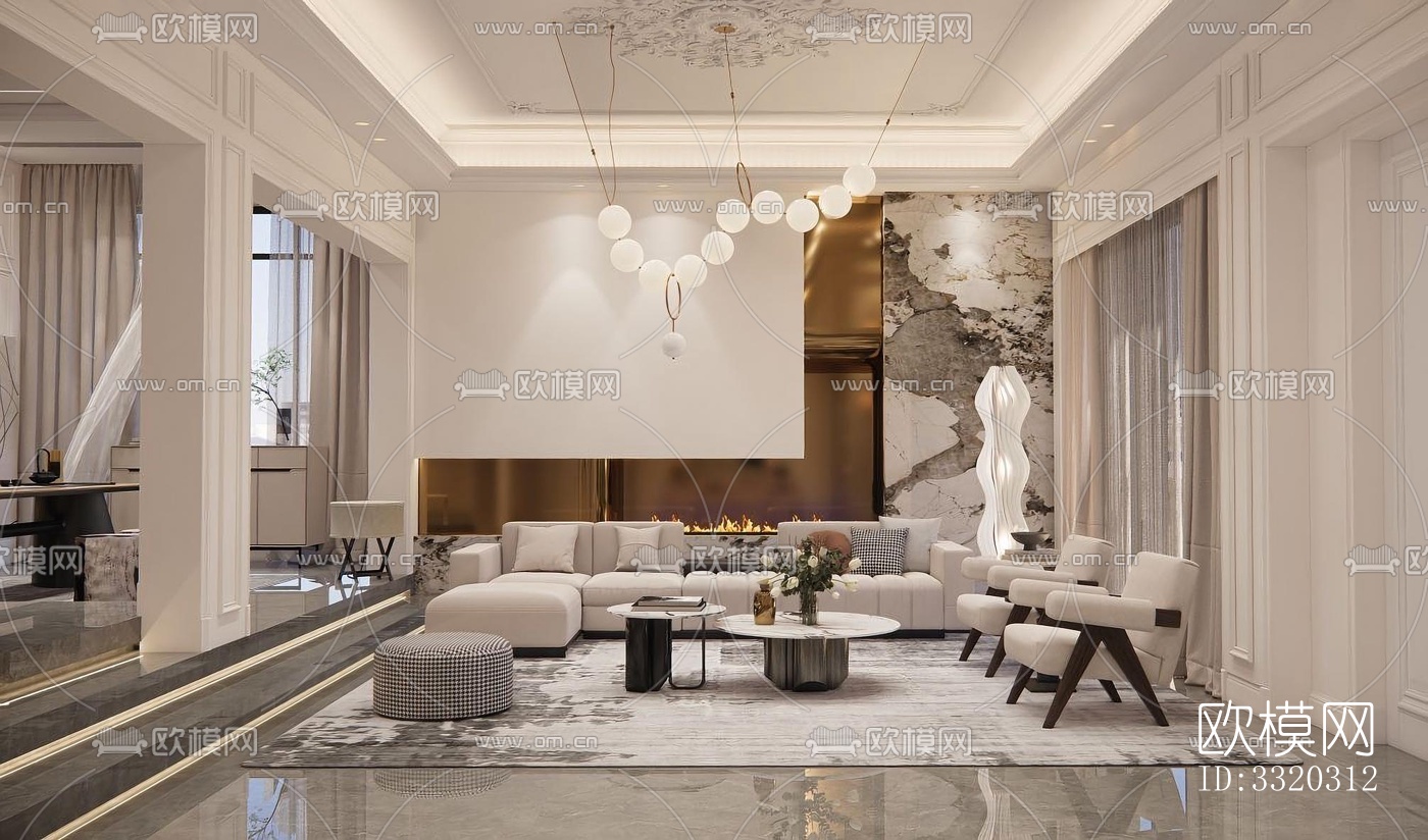 现代客厅效果图下载（渲染图1）