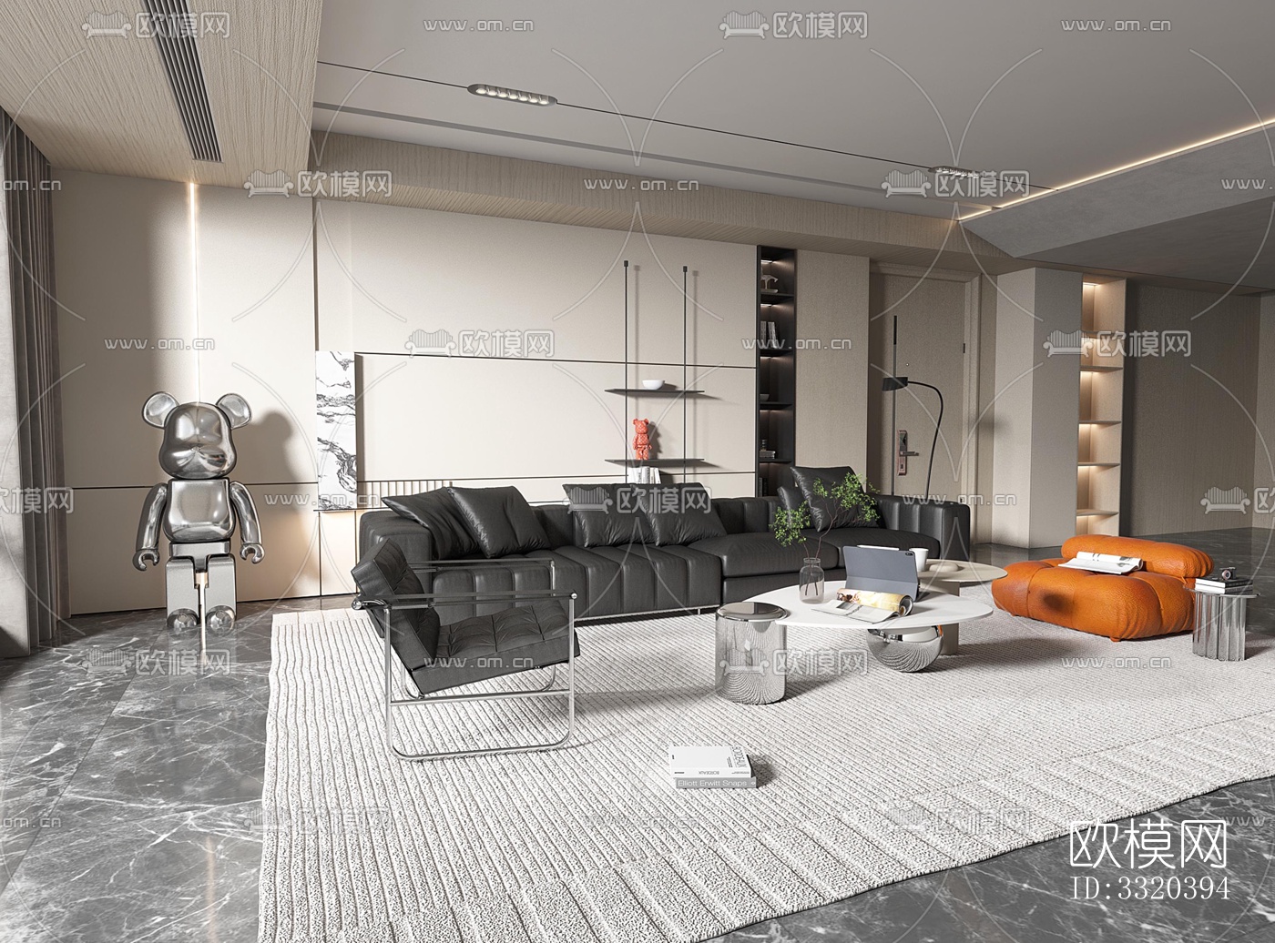 现代客厅效果图下载（渲染图2）