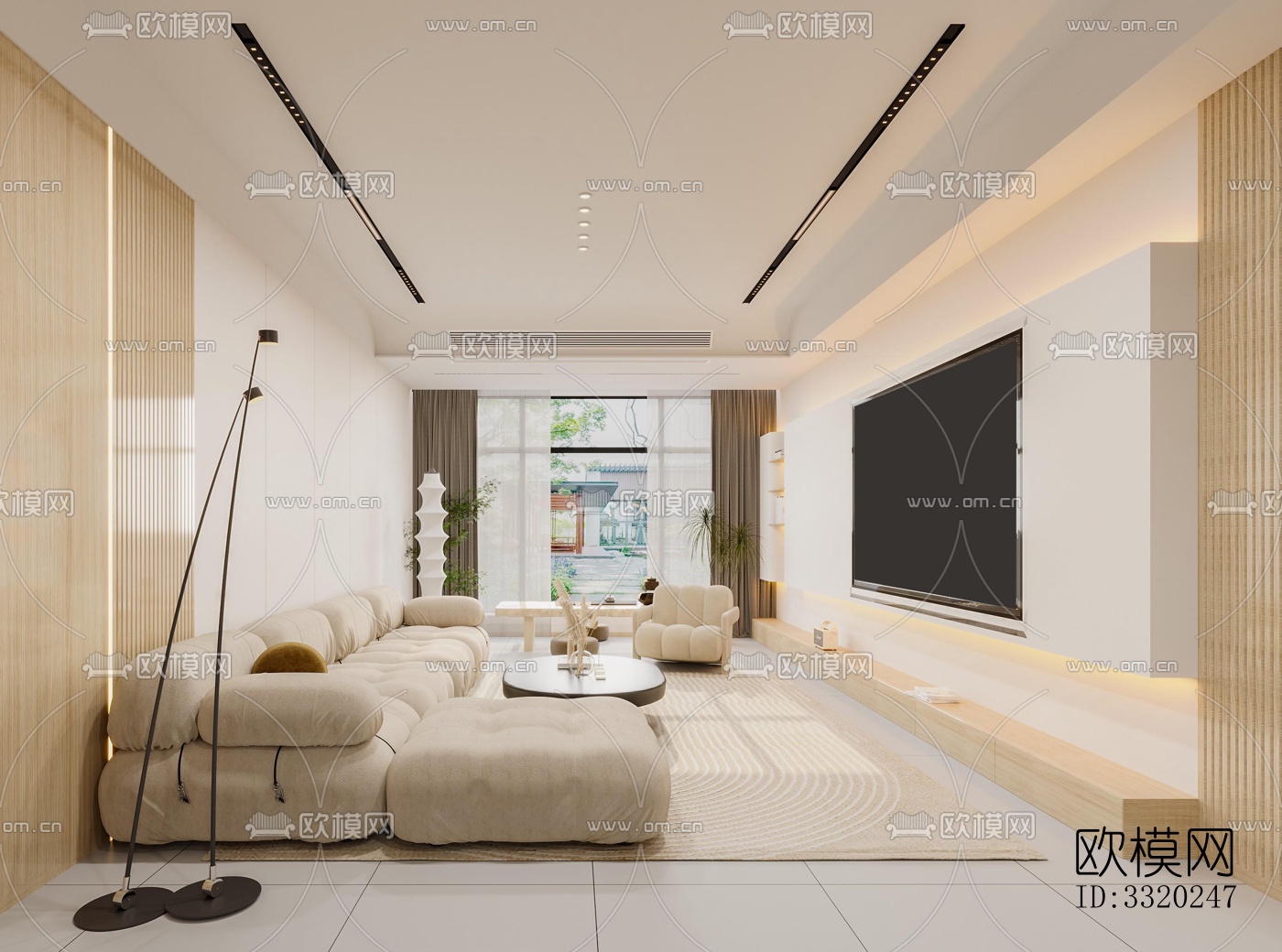 现代客厅效果图下载（渲染图4）