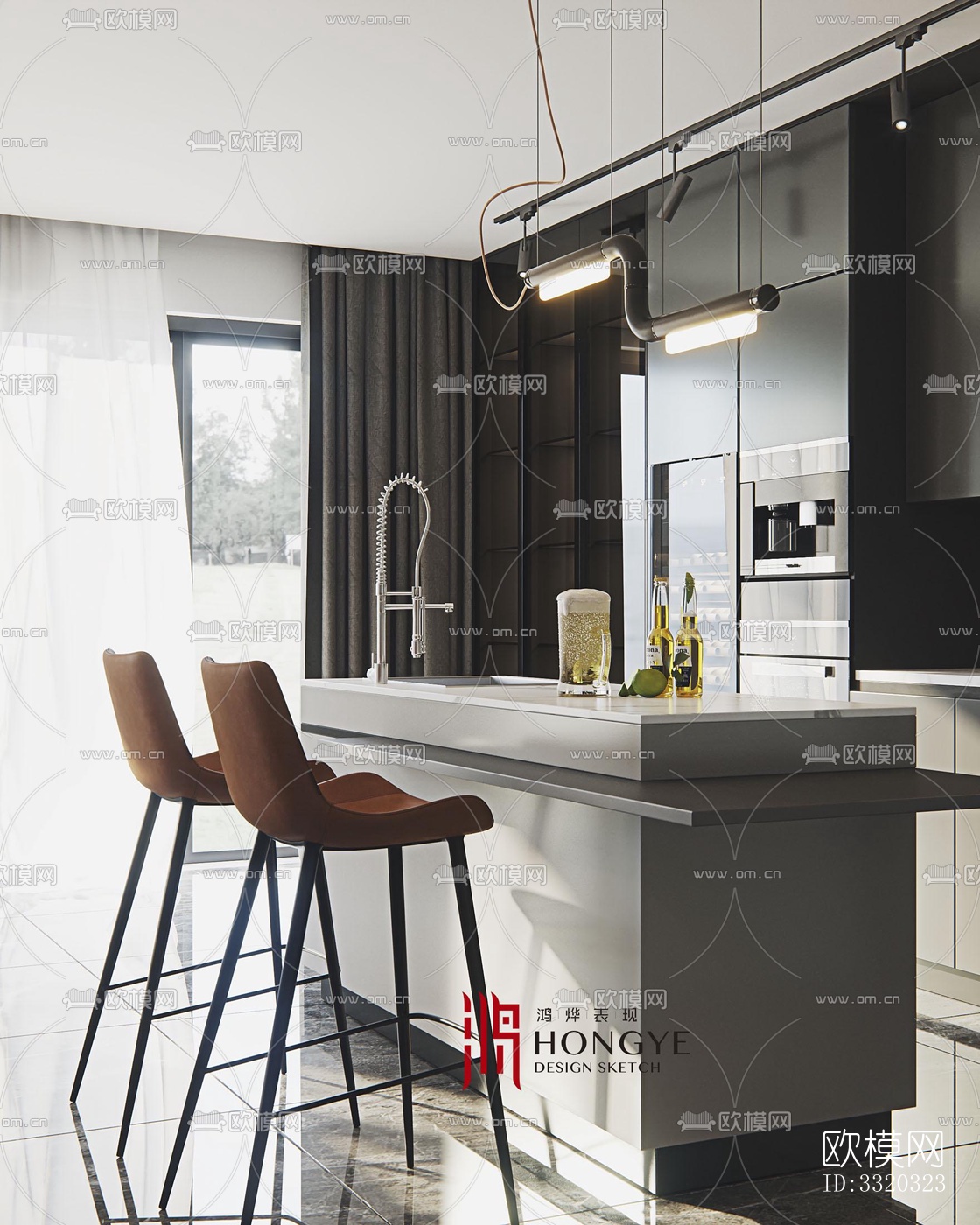 现代客厅效果图下载（渲染图2）