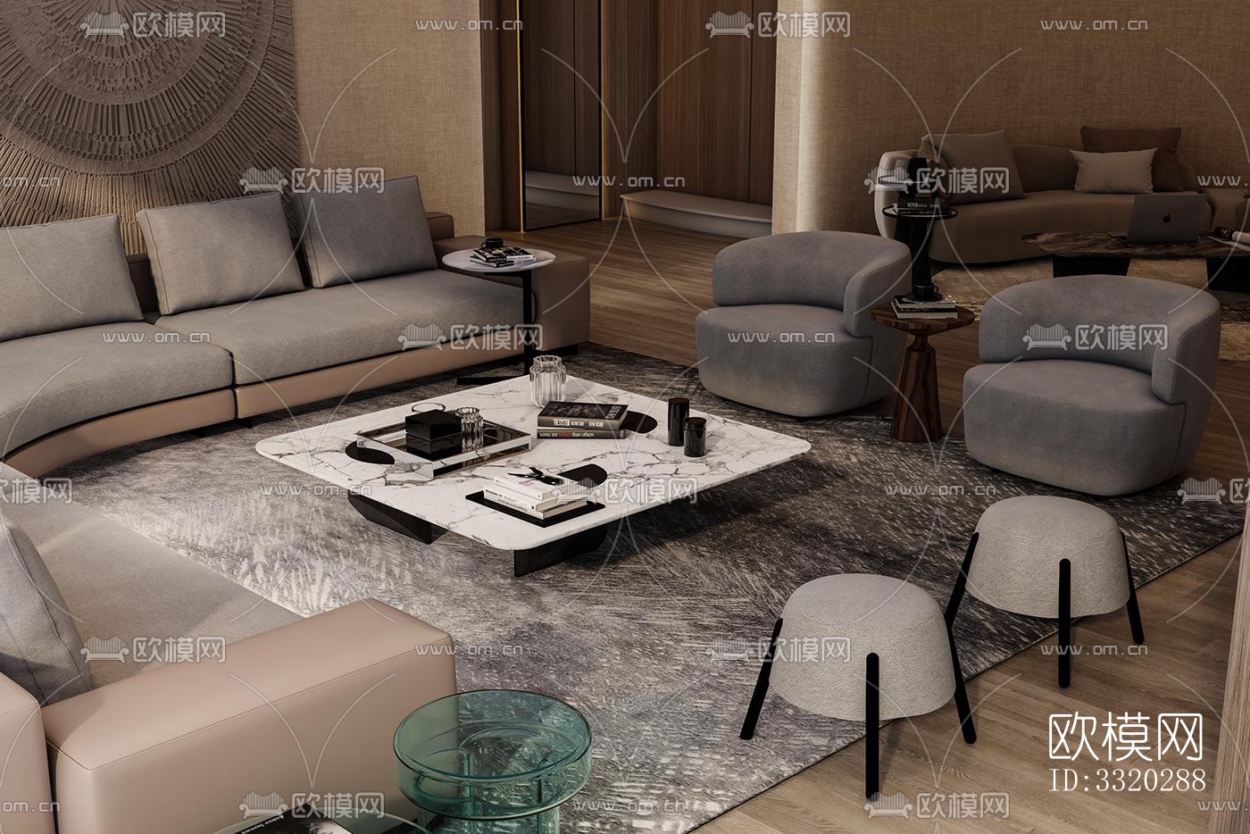 现代客厅效果图下载（渲染图3）